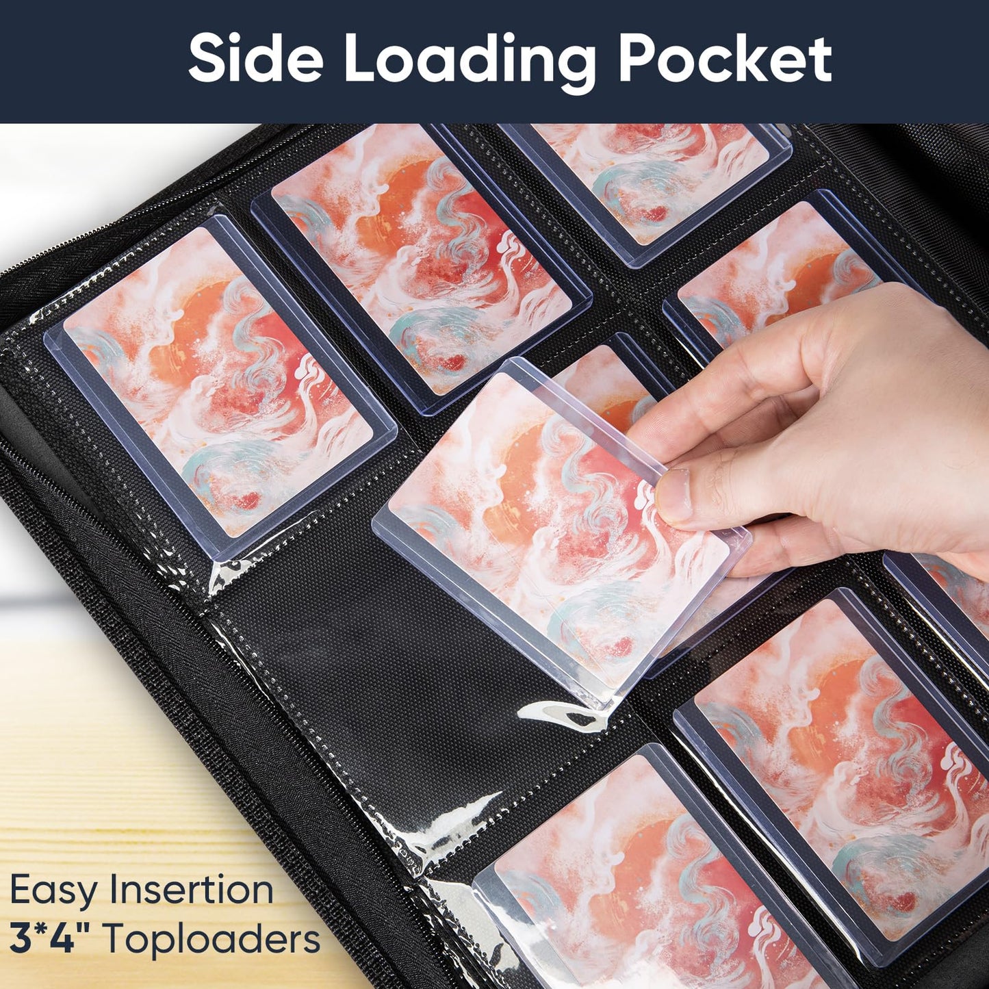 Keyufox 9-Pocket Toploader Binder – 252 Card Capacity, Premium PU Leather