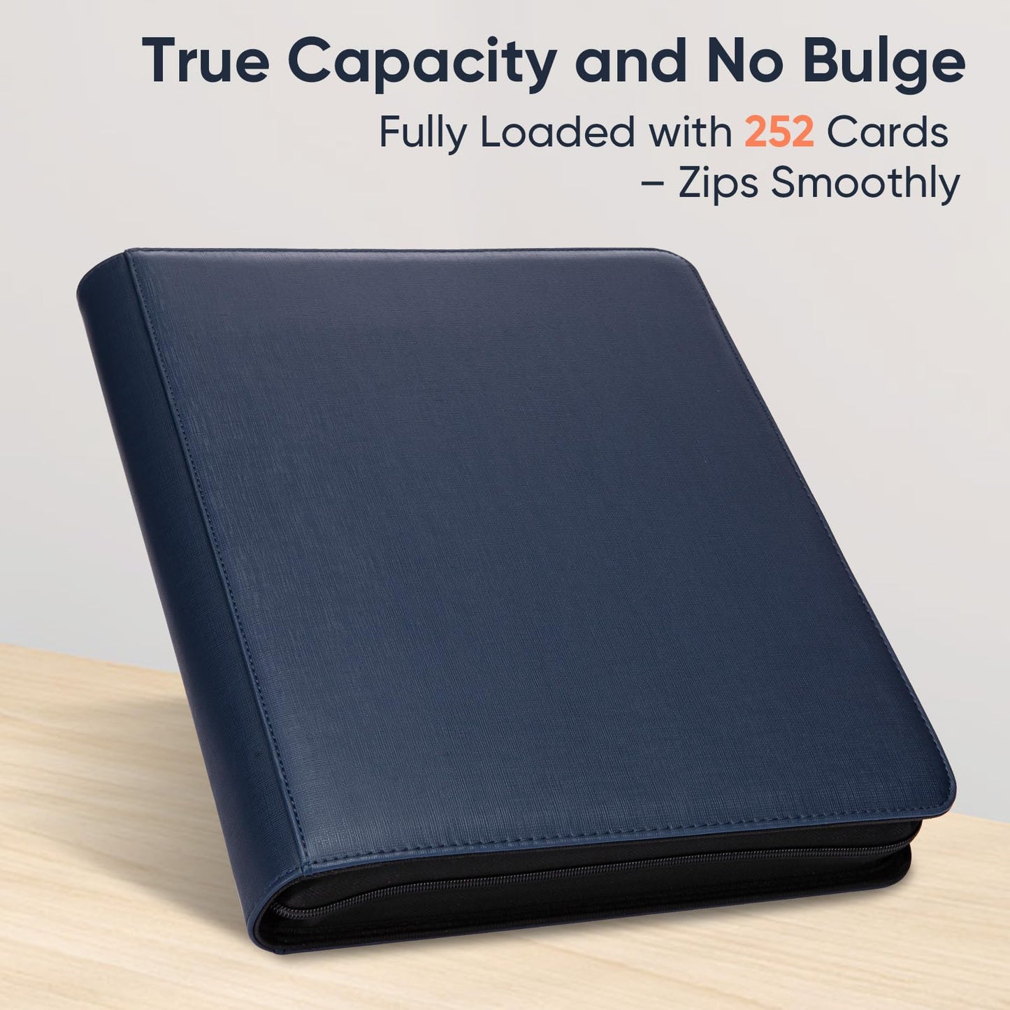 Keyufox 9-Pocket Toploader Binder – 252 Card Capacity, Premium PU Leather