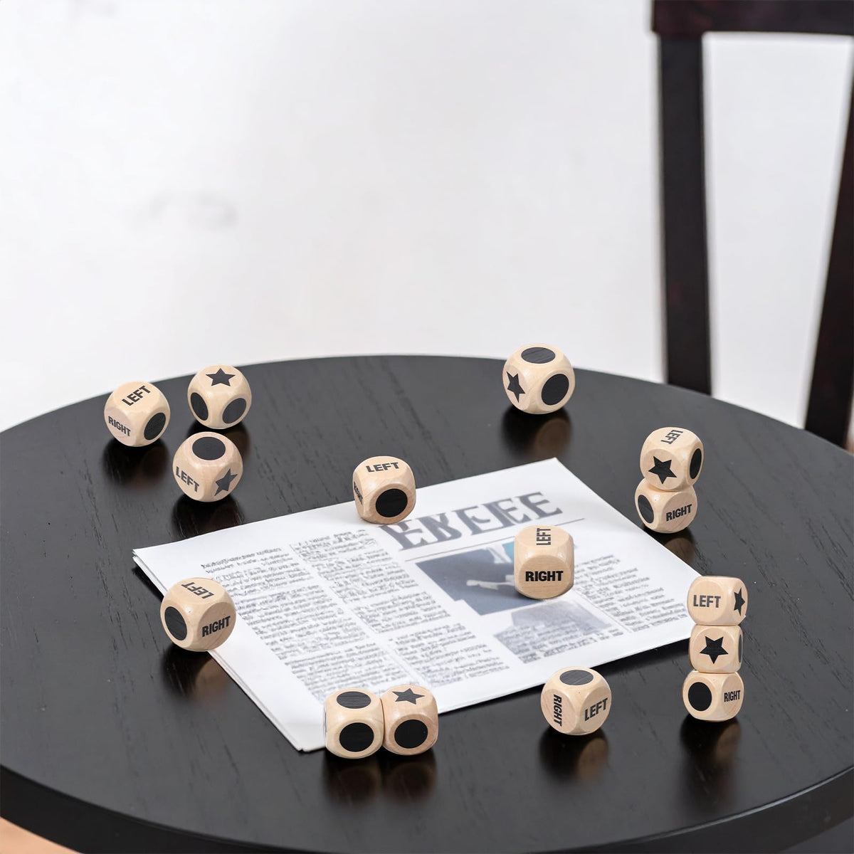 KFHENSOMR 3Pcs Left Right Center Dice Set - Giant 1.2 Inch Lotus Wood