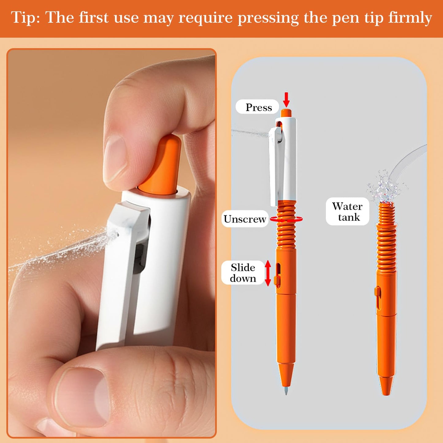 KFHENSOMR Water-Spray Pen: 2-in-1 Writing & Prank Pens (3-Pack)