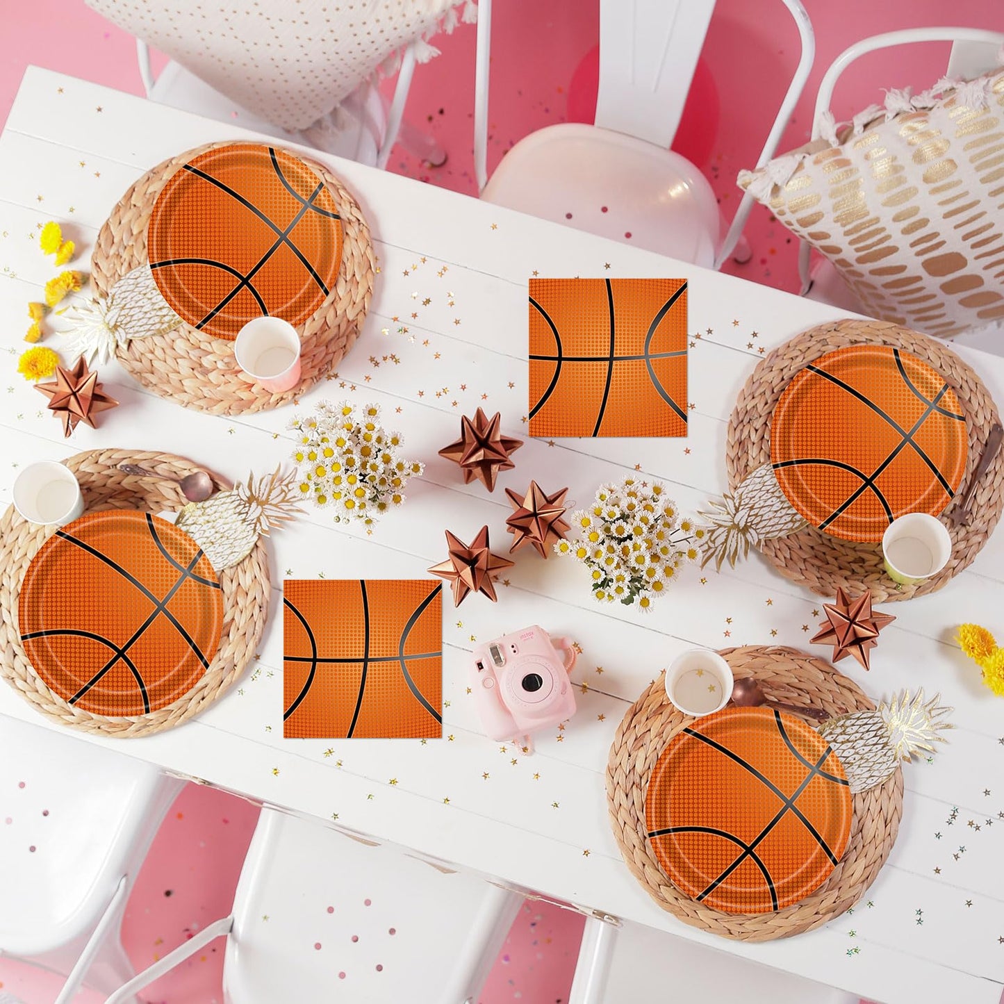KFJBPB 40 Pcs Basketball Plates and Napkins Party Supplies – Serves 20