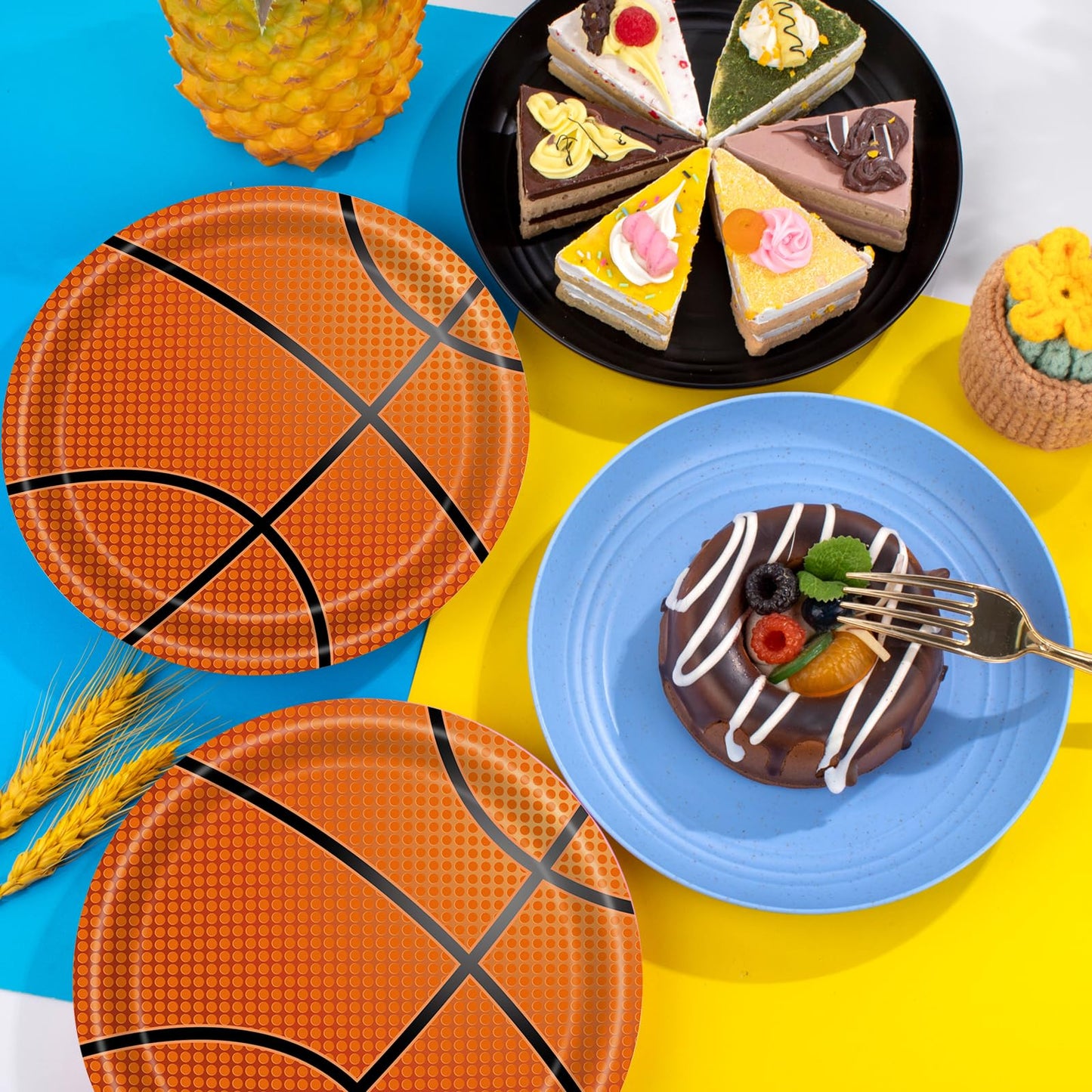 KFJBPB 40 Pcs Basketball Plates and Napkins Party Supplies – Serves 20