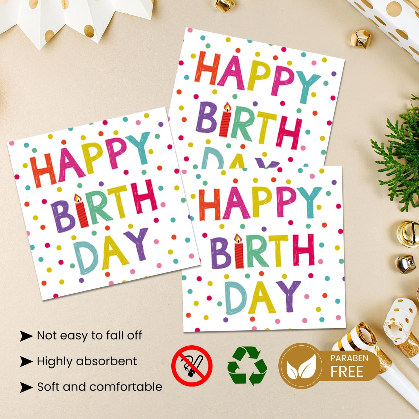 KFJBPB 40 Pcs Birthday Plates & Napkins Set – Disposable Tableware with Dots Design for 20 Guests