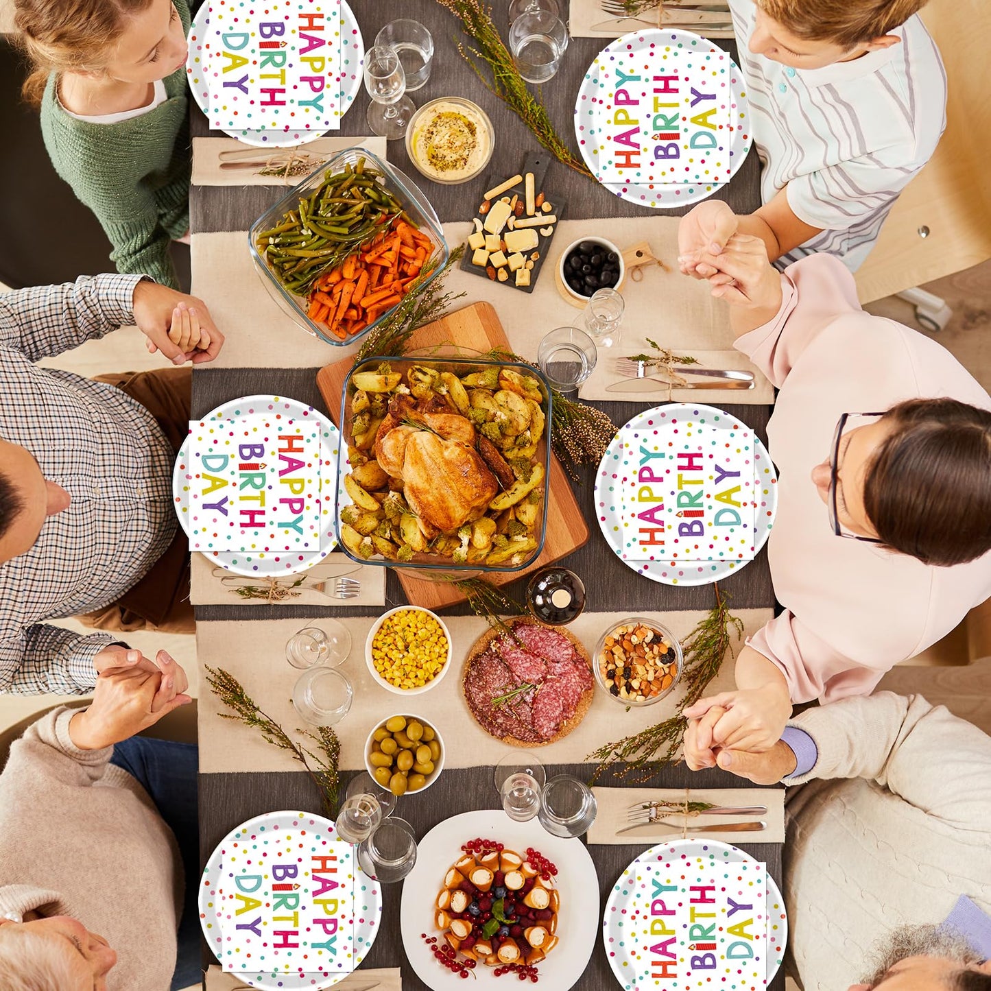 KFJBPB 40 Pcs Birthday Plates & Napkins Set – Disposable Tableware with Dots Design for 20 Guests