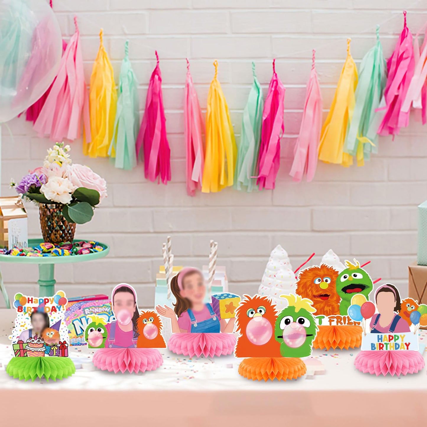 KGNZUIZIU Rachel Girls Honeycomb Centerpieces – 7-Piece Teacher Theme Table Decor
