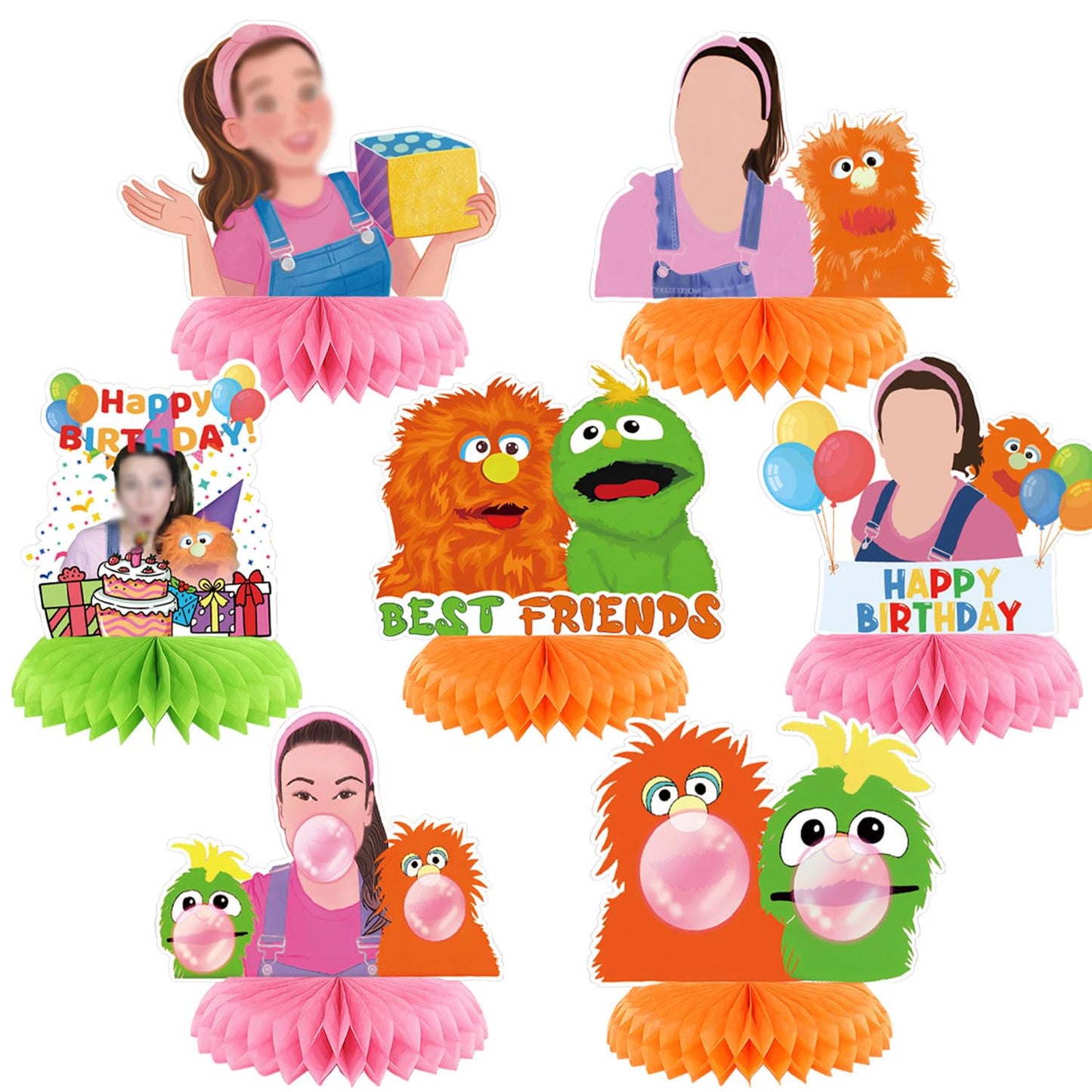KGNZUIZIU Rachel Girls Honeycomb Centerpieces – 7-Piece Teacher Theme Table Decor