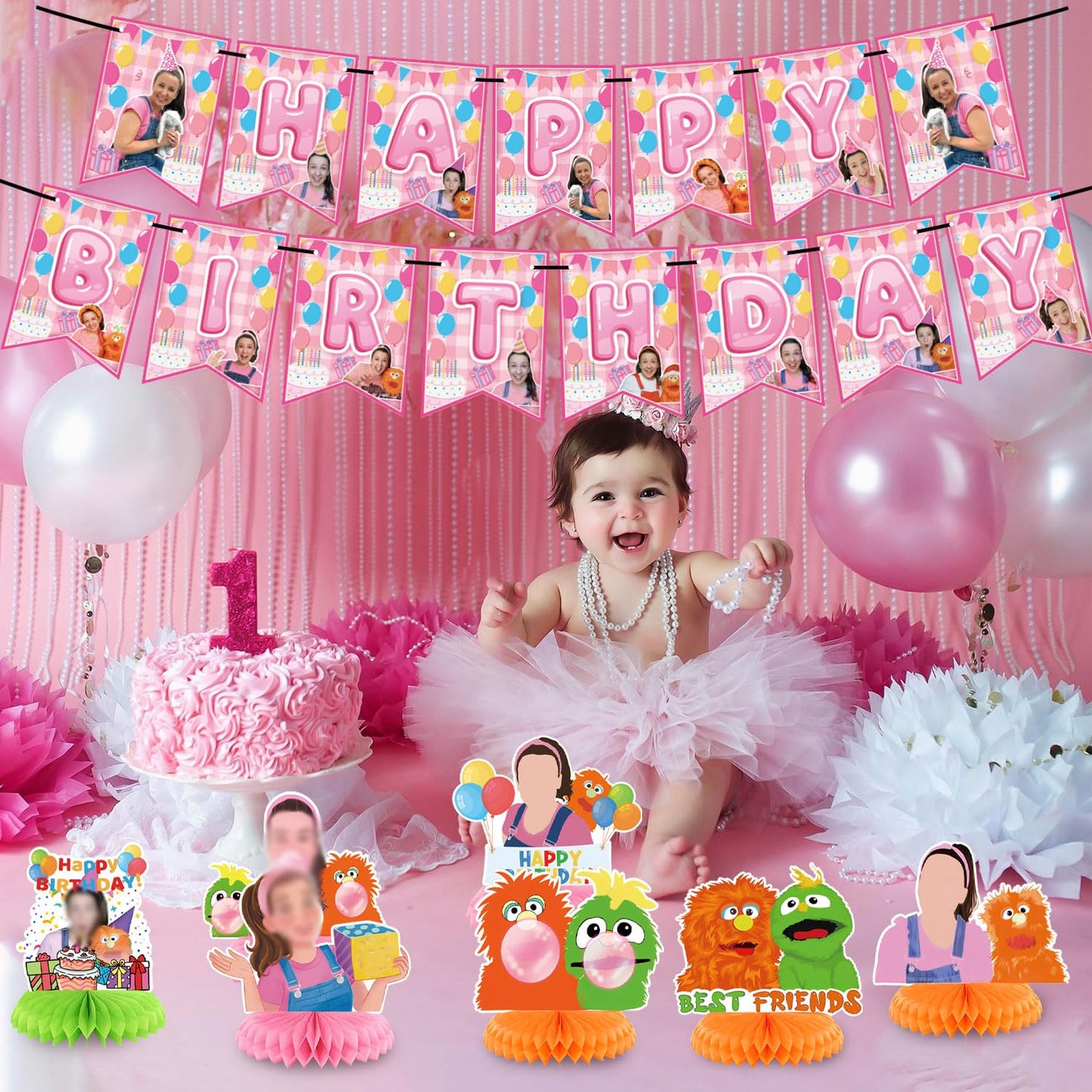 KGNZUIZIU Rachel Girls Honeycomb Centerpieces – 7-Piece Teacher Theme Table Decor