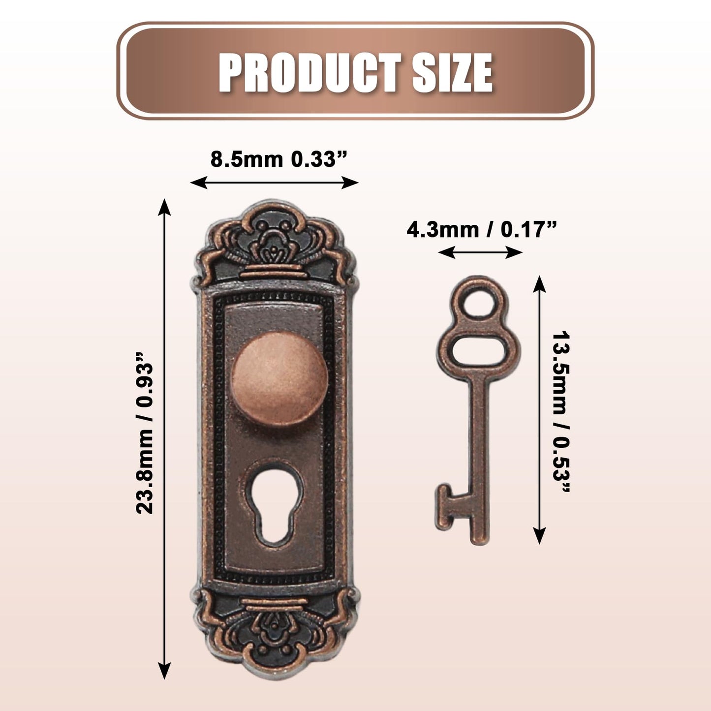 KH866 2pcs 1/12 Scale Miniature Door Knob Set with Keys – Dollhouse Accessory