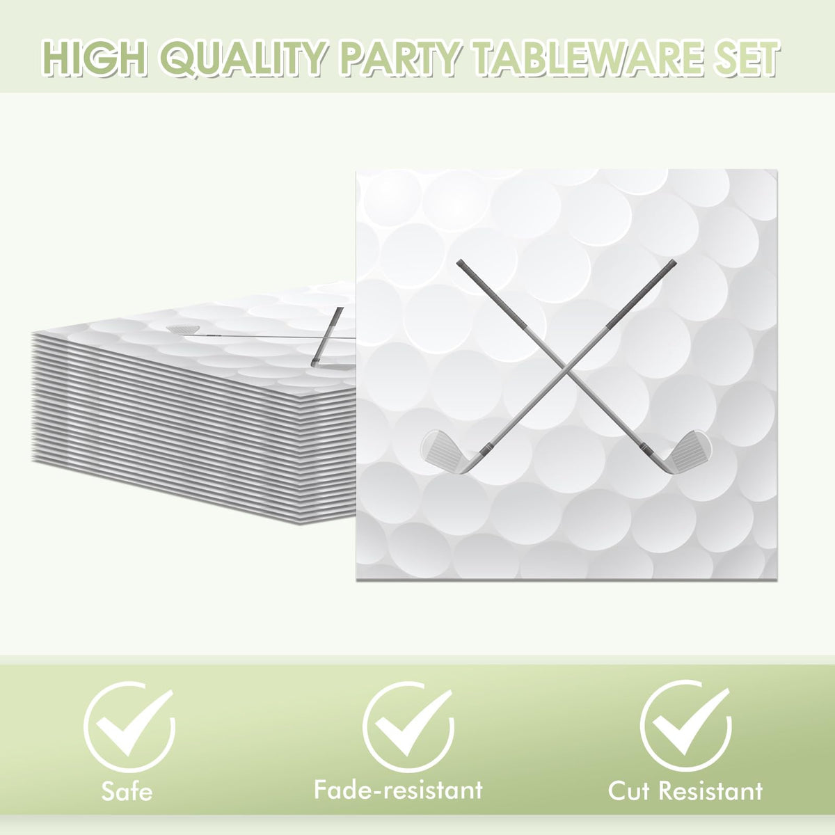 KHAIVI 40 PCS Golf Party Decorations – Disposable Plates & Napkins, Golf Ball Themed Party Supplies