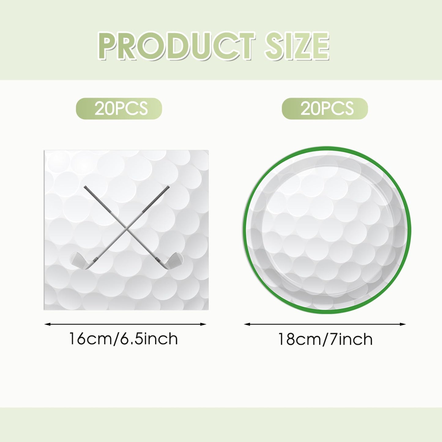 KHAIVI 40 PCS Golf Party Decorations – Disposable Plates & Napkins, Golf Ball Themed Party Supplies