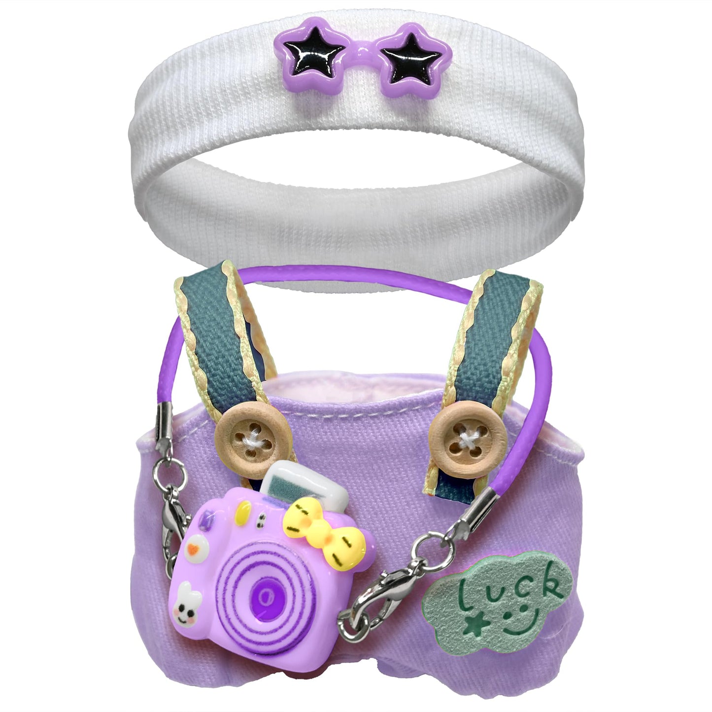 KHOXU 17cm Doll Clothes Set - Purple 3-Piece with Hat & Camera