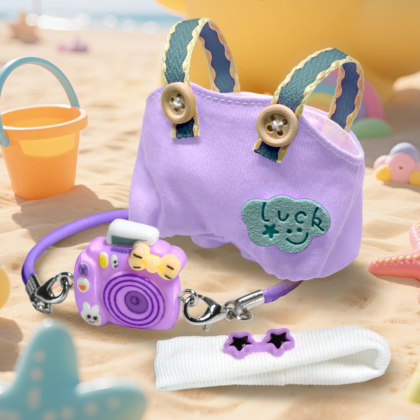 KHOXU 17cm Doll Clothes Set - Purple 3-Piece with Hat & Camera