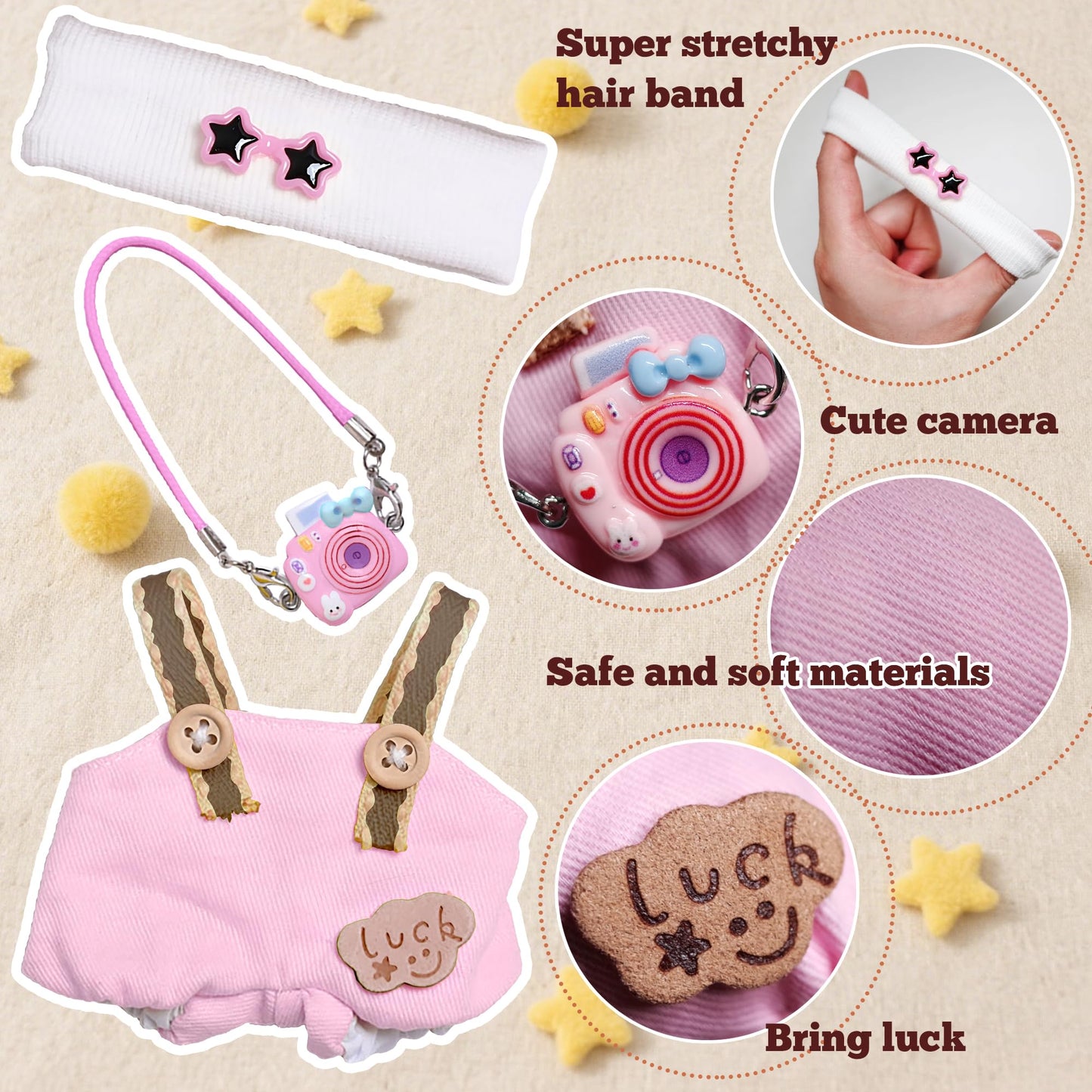 KHOXU 17cm Doll Clothes – 3-Piece Pink Outfit Set for 17cm Dolls