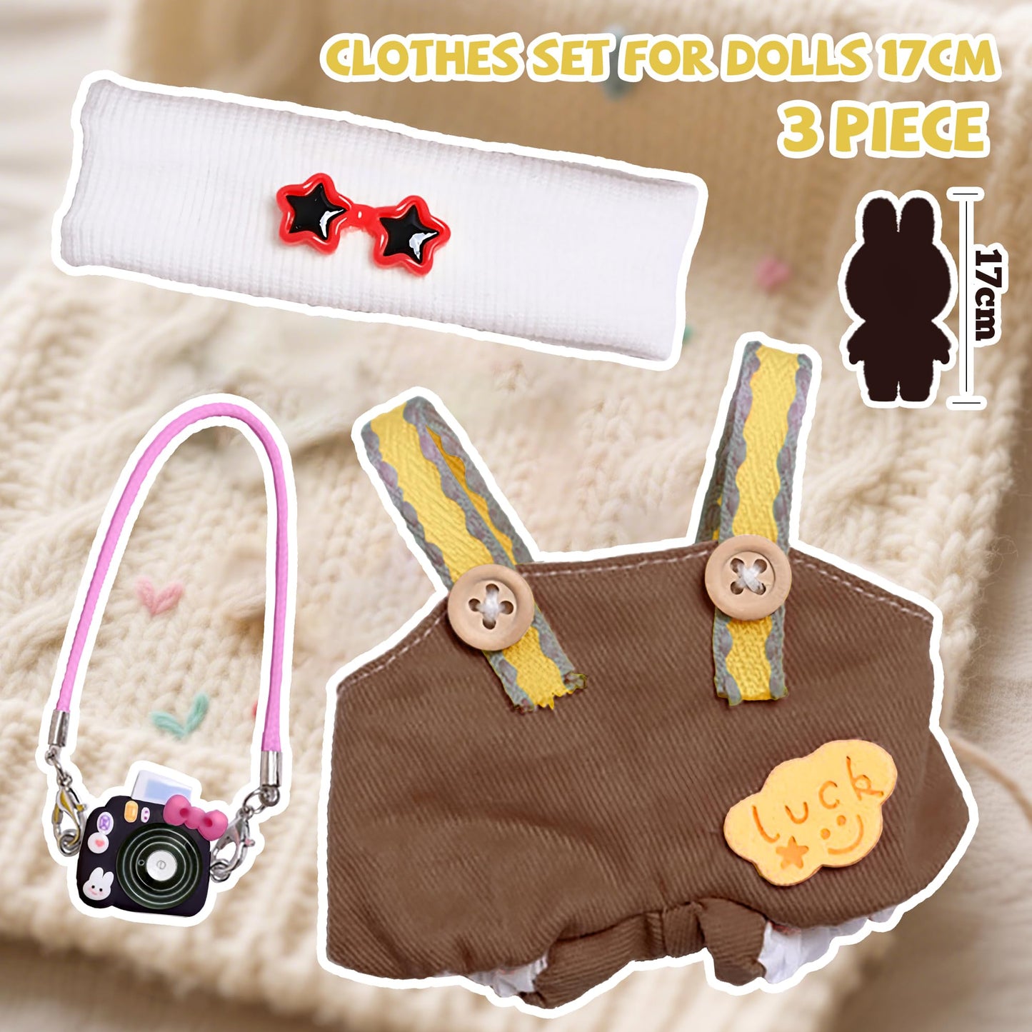 KHOXU 17cm Doll Clothes Set - 3-Piece Outfit for 17cm Dolls
