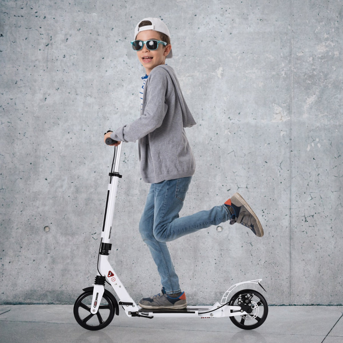 Kick Scooter with Adjustable Handlebar and Anti-Shocking Suspension-Black