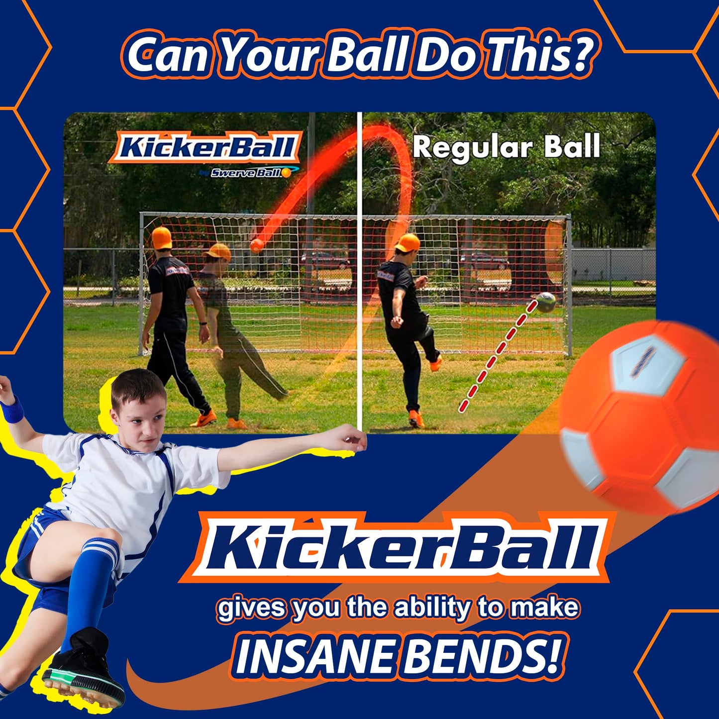 Kickerball Curve & Swerve Soccer Ball (Size 4) – Indoor & Outdoor Play