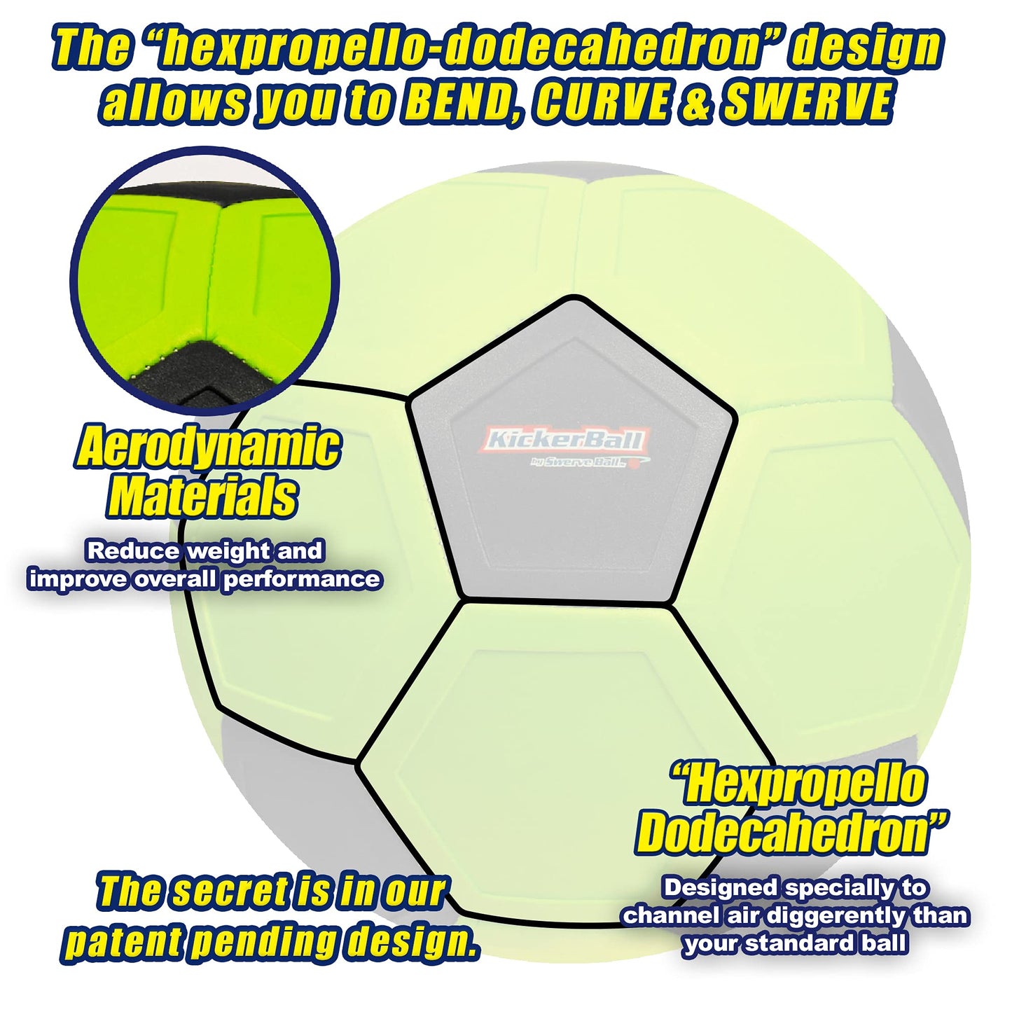 Kickerball Curve & Swerve Soccer Ball — Size 4 for Indoor & Outdoor Play | Great Gift