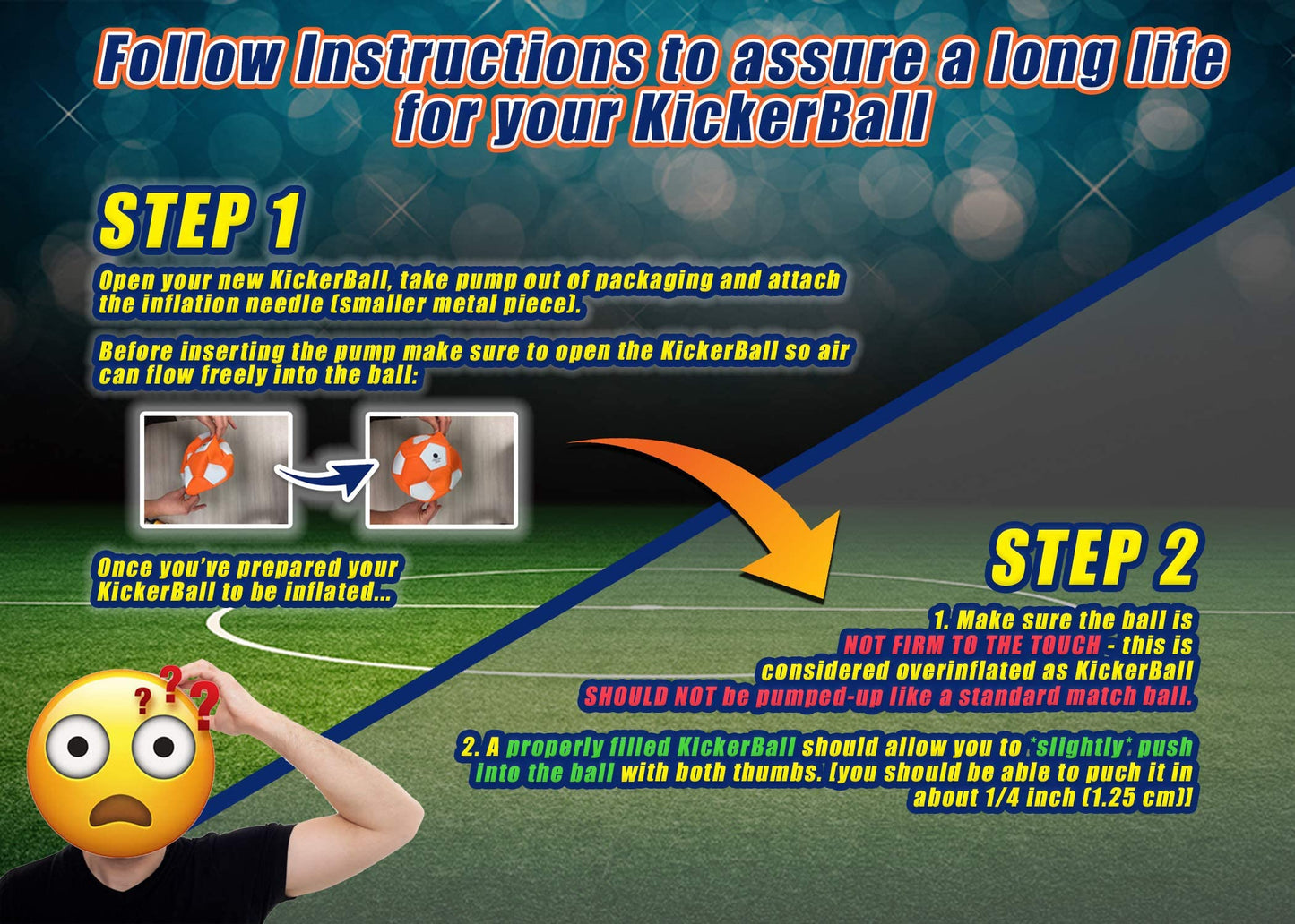 Kickerball Curve & Swerve Soccer Ball - Size 4 for Indoor & Outdoor Play (Blue)