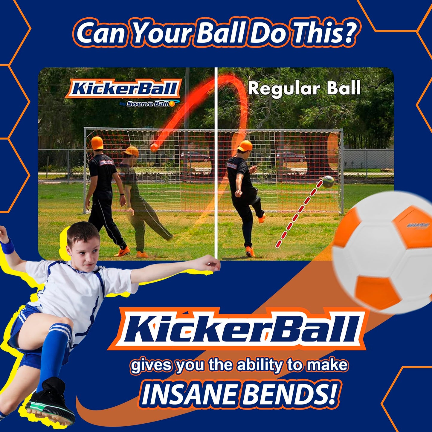 Kickerball Swerve & Curve Size 4 Soccer Ball – Indoor & Outdoor Training