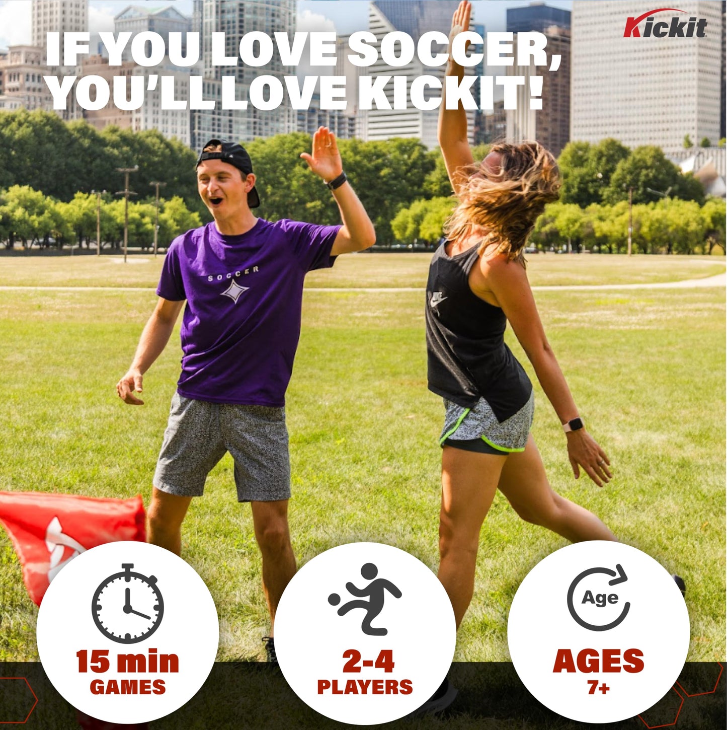 Kickit Soccer Tennis Game Set - Portable Net, Lightweight Ball, Indoor/Outdoor Fun