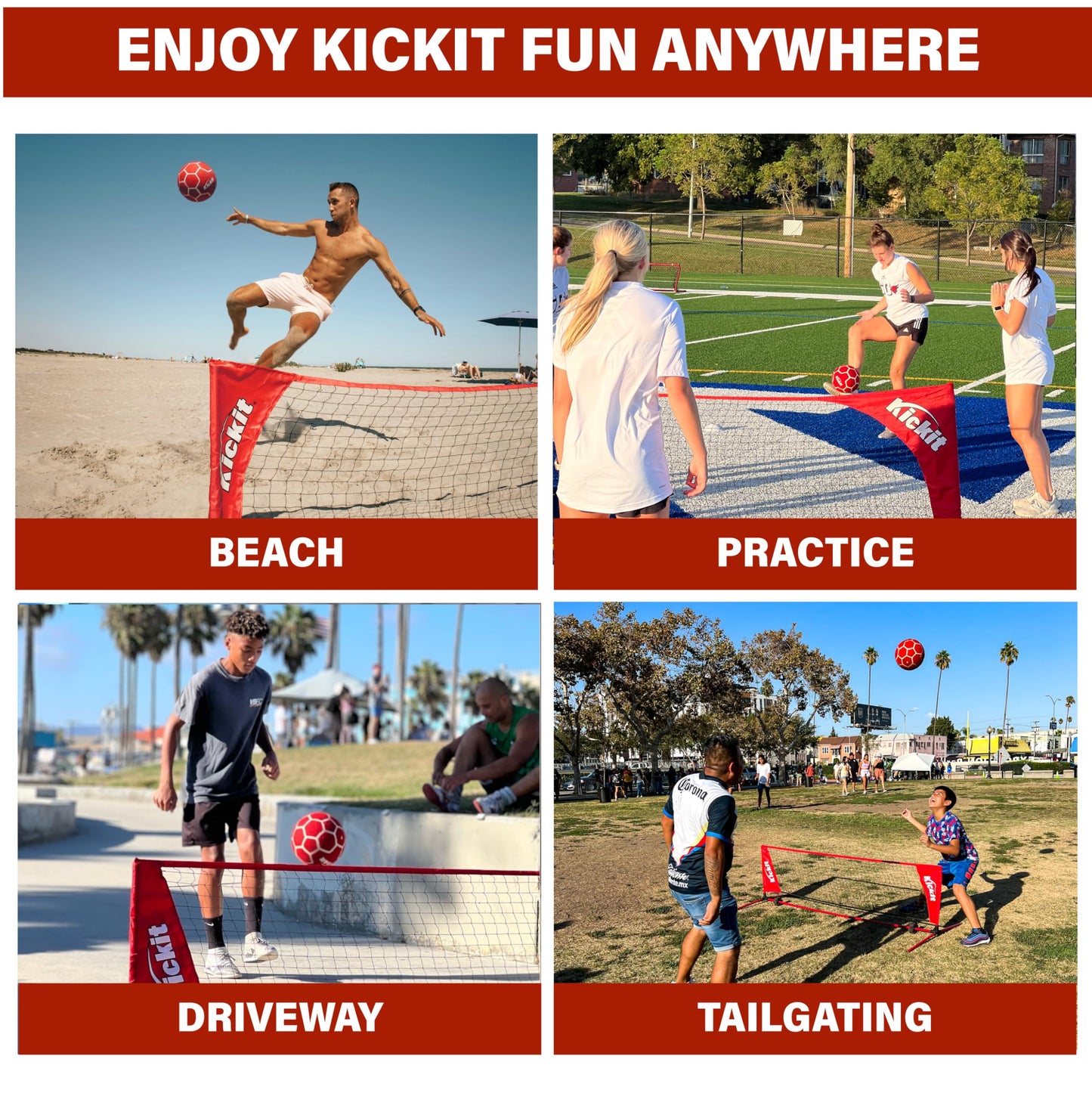 Kickit Soccer Tennis Game Set - Portable Net, Lightweight Ball, Indoor/Outdoor Fun