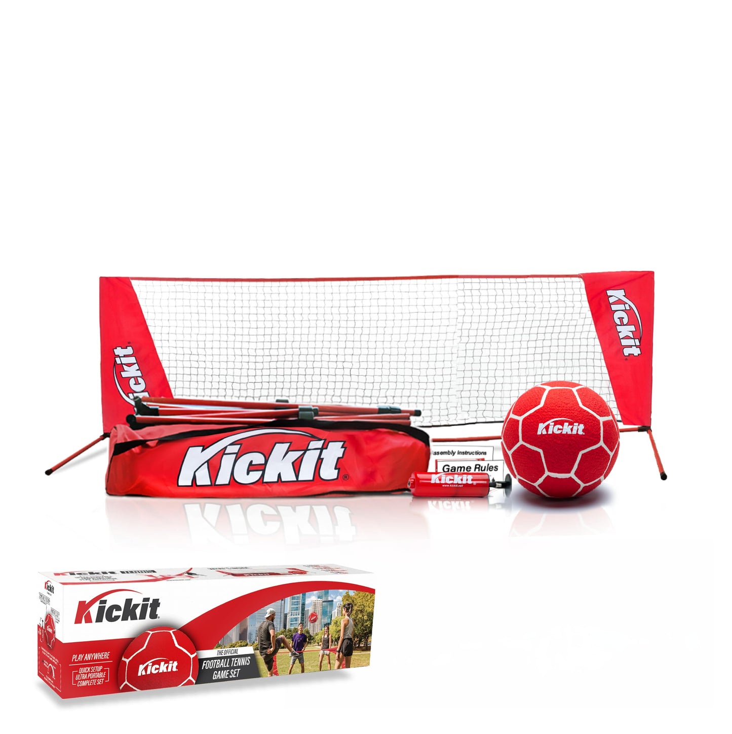 Kickit Soccer Tennis Game Set - Portable Net, Lightweight Ball, Indoor/Outdoor Fun