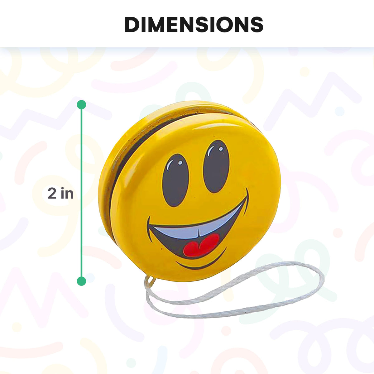 Kicko Metal Smiley Faces Yo-Yos for Kids - 12-Pack, 2-Inch Emoji Party Favors