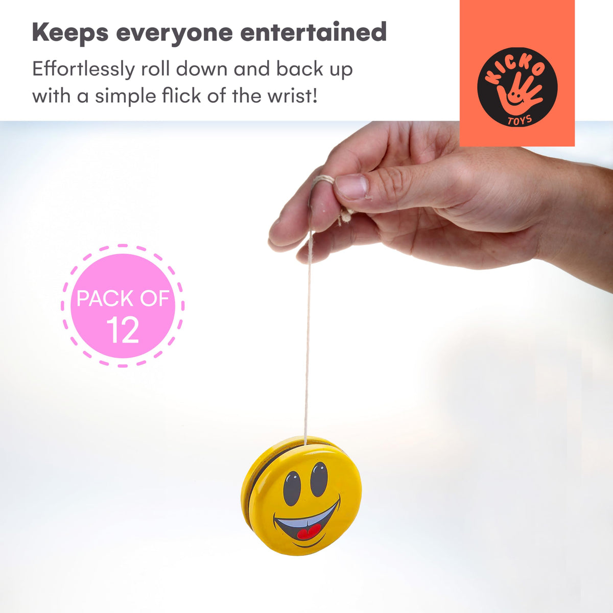 Kicko Metal Smiley Faces Yo-Yos for Kids - 12-Pack, 2-Inch Emoji Party Favors