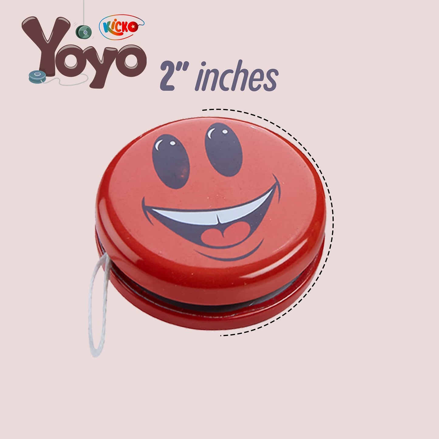 Kicko Metal Smiley Faces Yo-Yos for Kids - 12-Pack, 2-Inch Emoji Party Favors