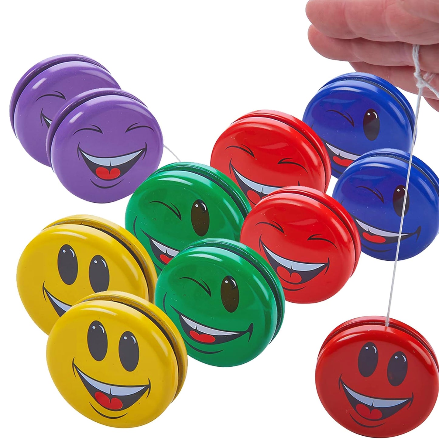 Kicko Metal Smiley Faces Yo-Yos for Kids - 12-Pack, 2-Inch Emoji Party Favors