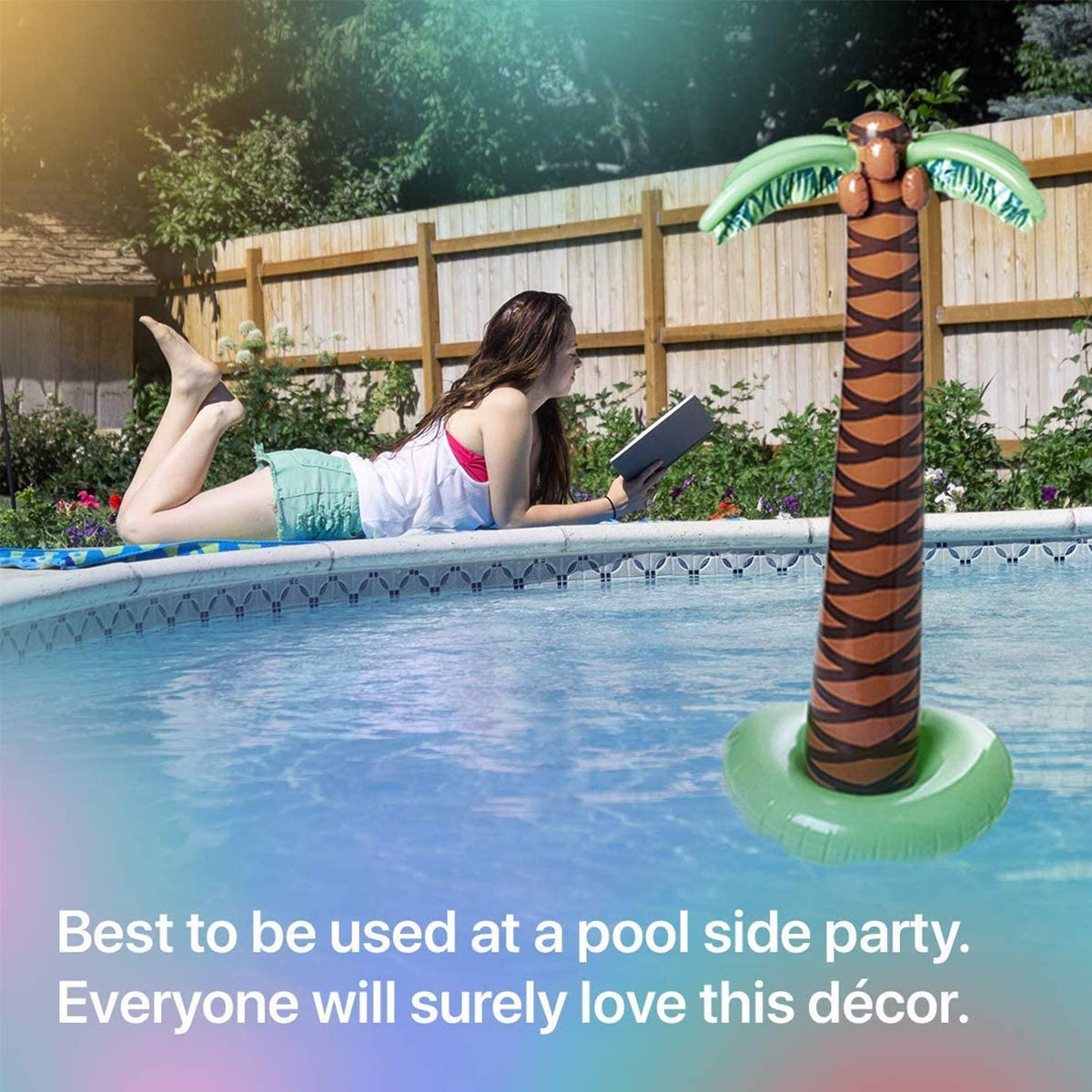 Kicko Inflatable Palm Trees (Pack of 2) - 66-Inch Giant Tropical Decor for Beach, Pool & Luau