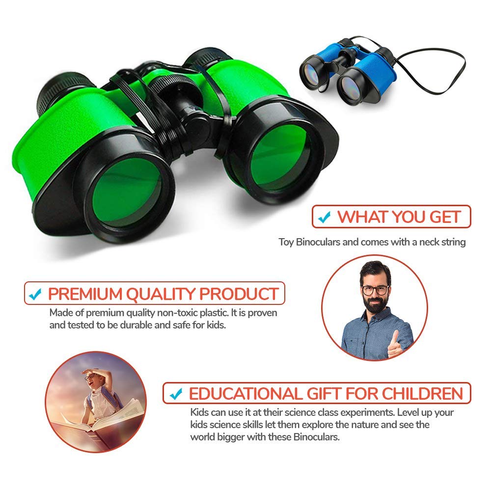 Kicko Toy Binoculars for Kids – 3.5 x 5 in Durable Binoculars for Bird Watching & Jungle Exploration (Pack of 12)