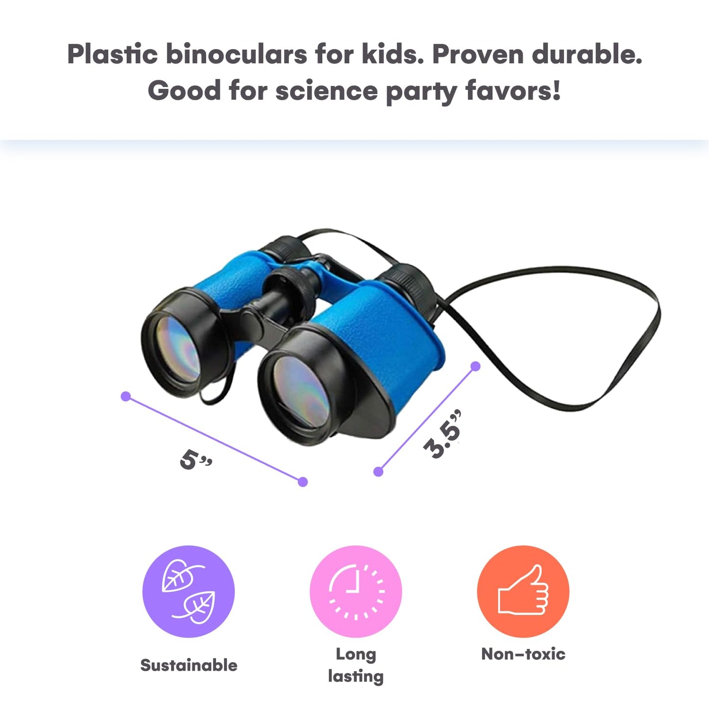 Kicko Toy Binoculars for Kids – 3.5 x 5 in Durable Binoculars for Bird Watching & Jungle Exploration (Pack of 12)