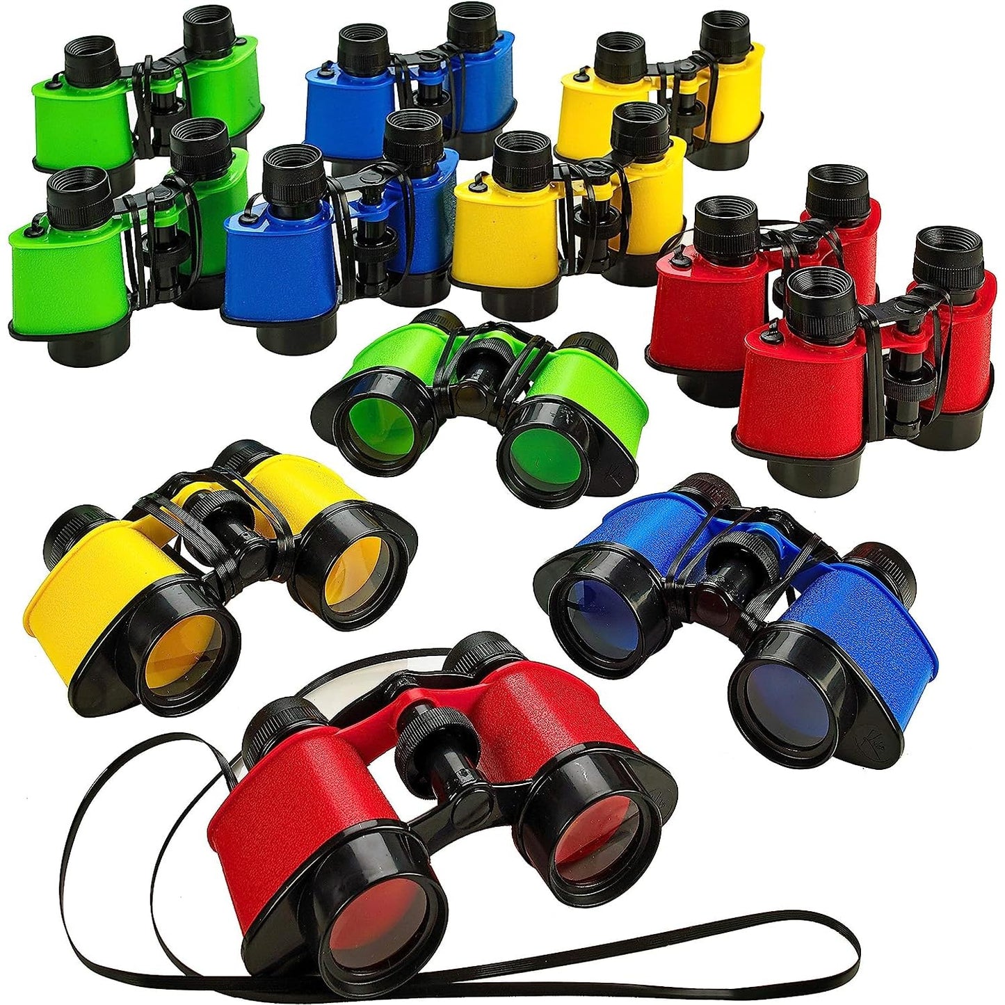 Kicko Toy Binoculars for Kids – 3.5 x 5 in Durable Binoculars for Bird Watching & Jungle Exploration (Pack of 12)