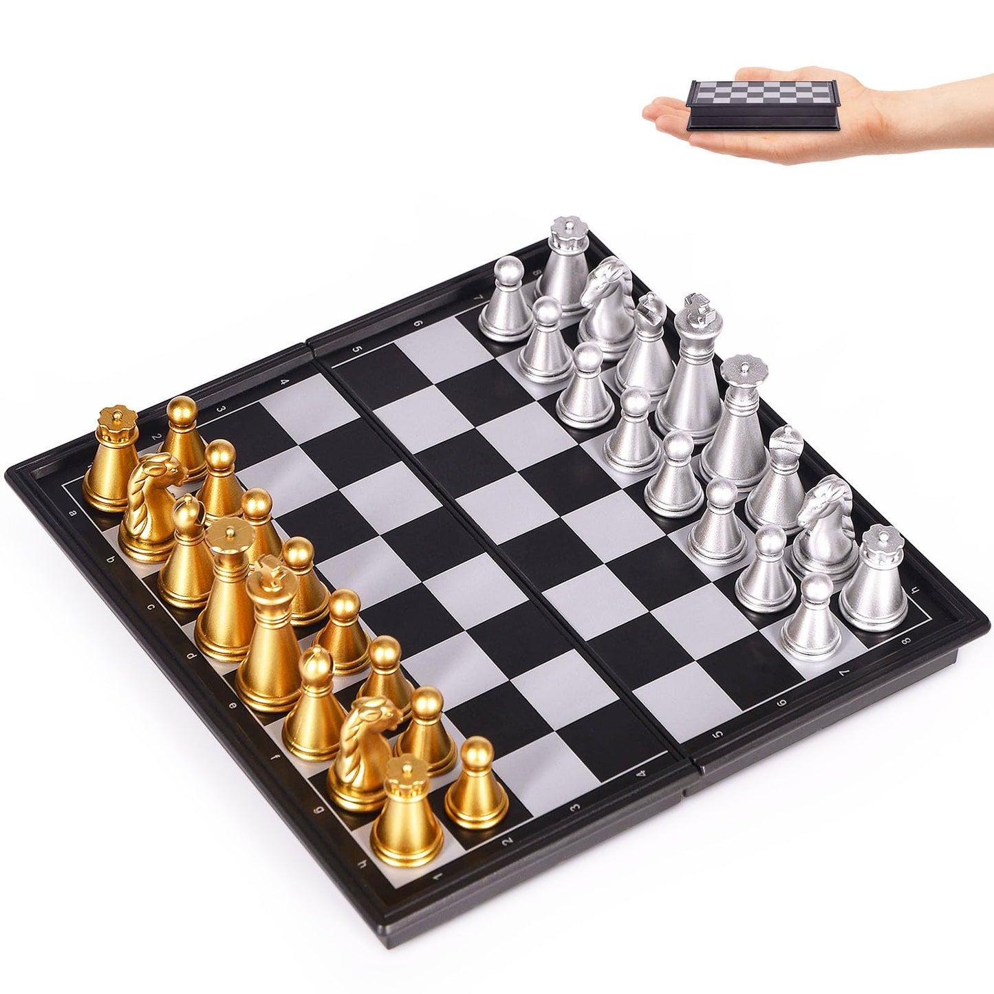 KICTERO 5-Inch Mini Chess Set | Magnetic Folding Travel Board for Kids & Adults