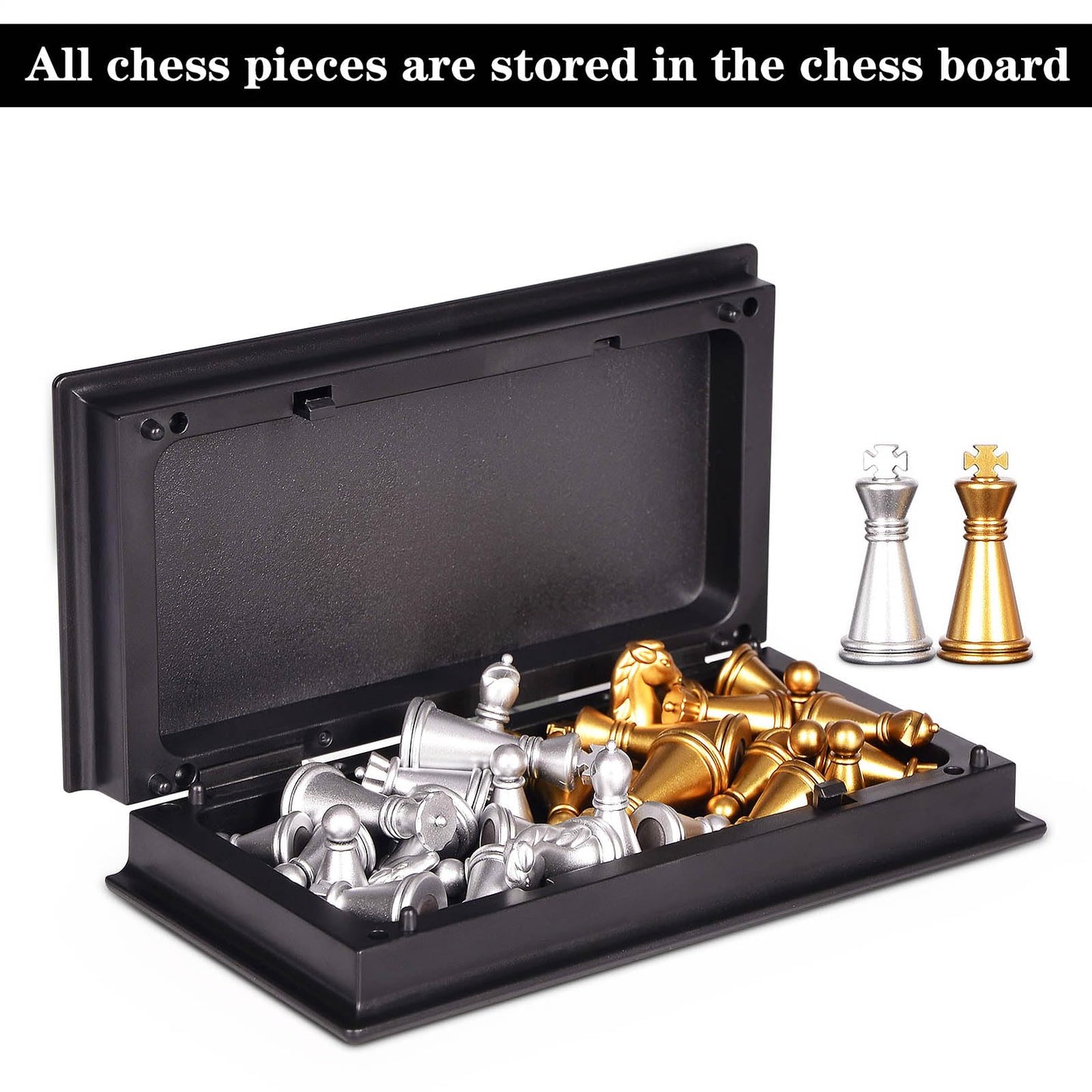 KICTERO 5-Inch Mini Chess Set | Magnetic Folding Travel Board for Kids & Adults