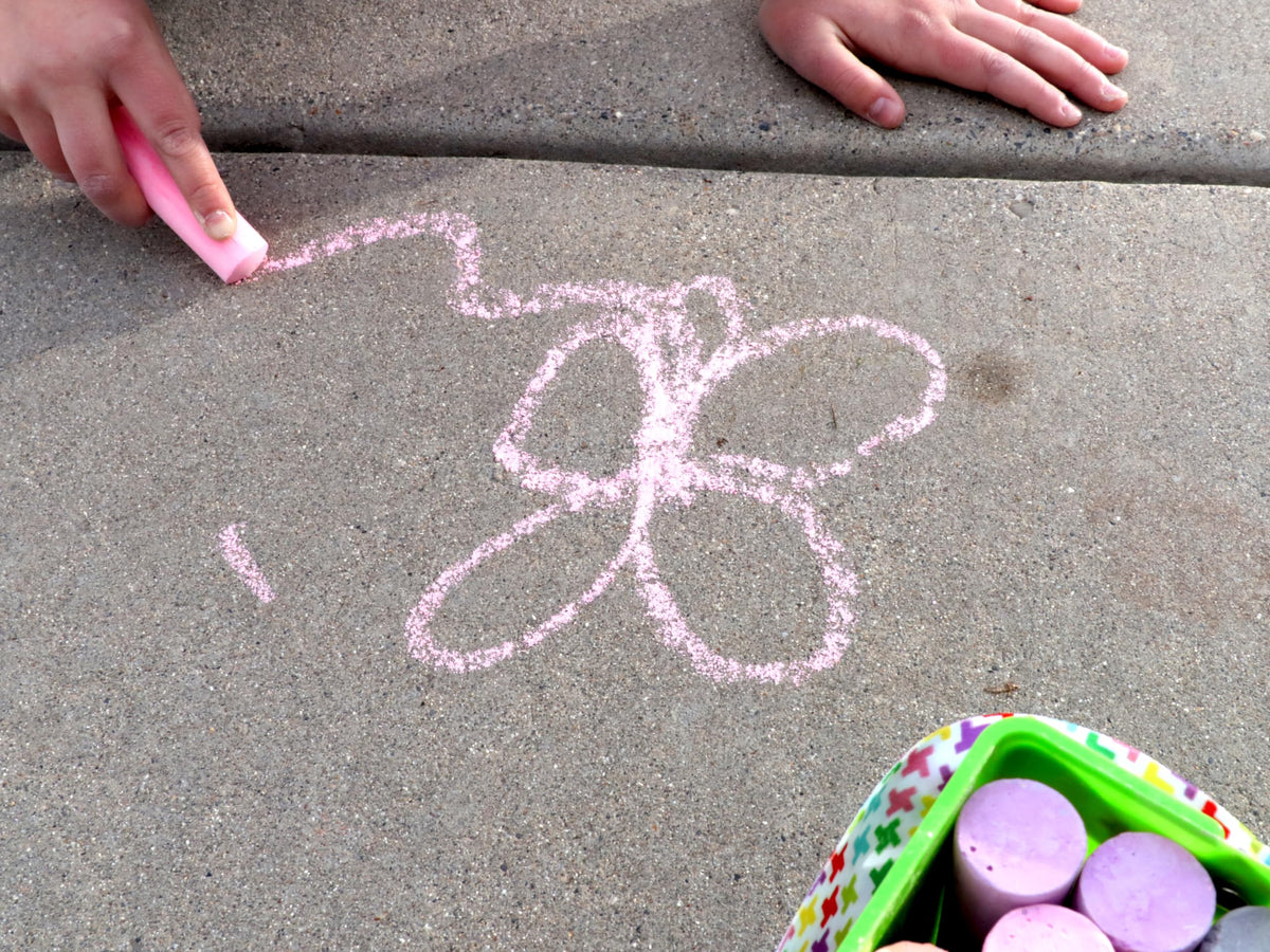 Kid Made Modern Non-Toxic Sidewalk Chalk Bucket (24 Count) – Washable Outdoor Chalk Set for Kids