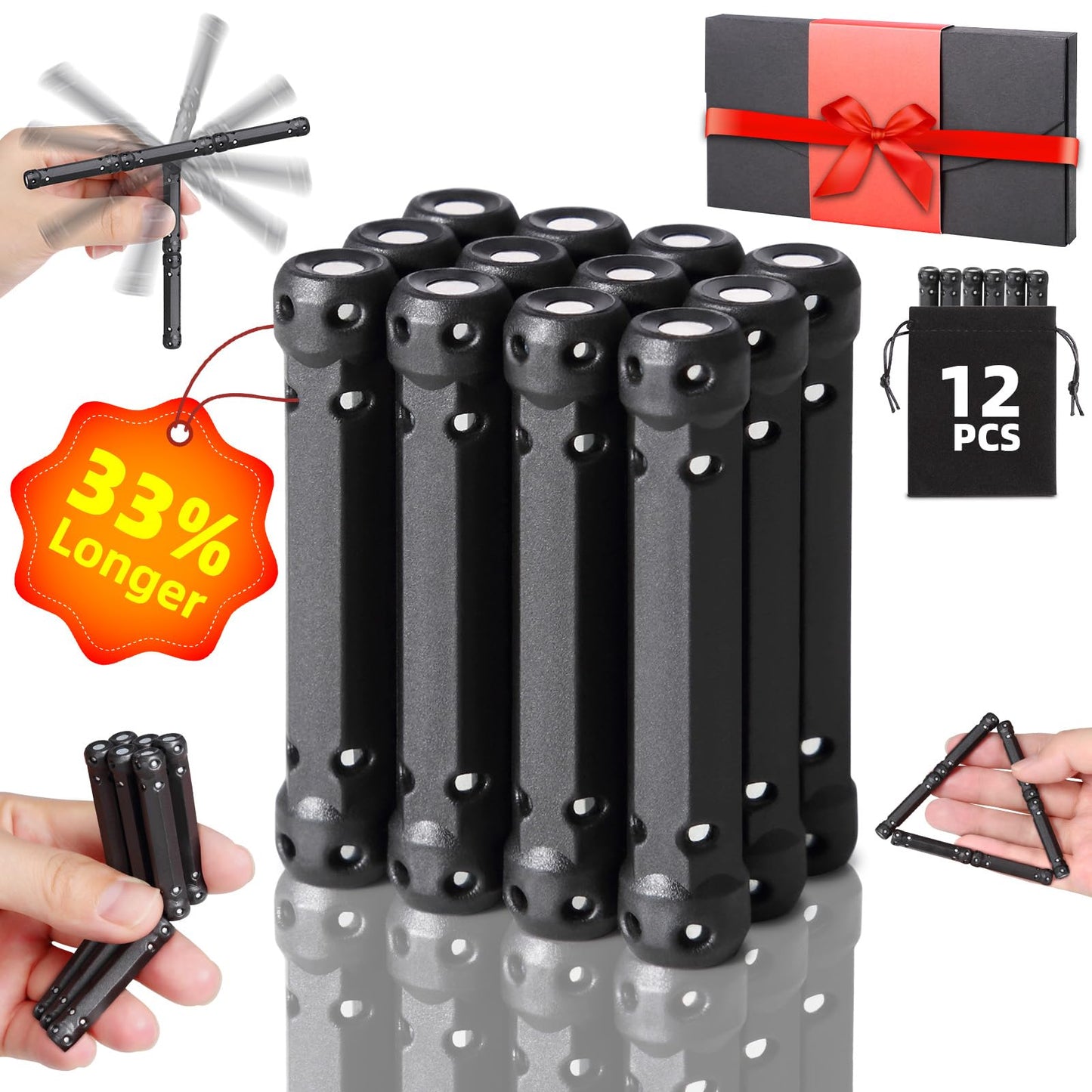 KidSquare 12 Pack Magnetic Fidget Toys for Adults – Anxiety Relief & Focus