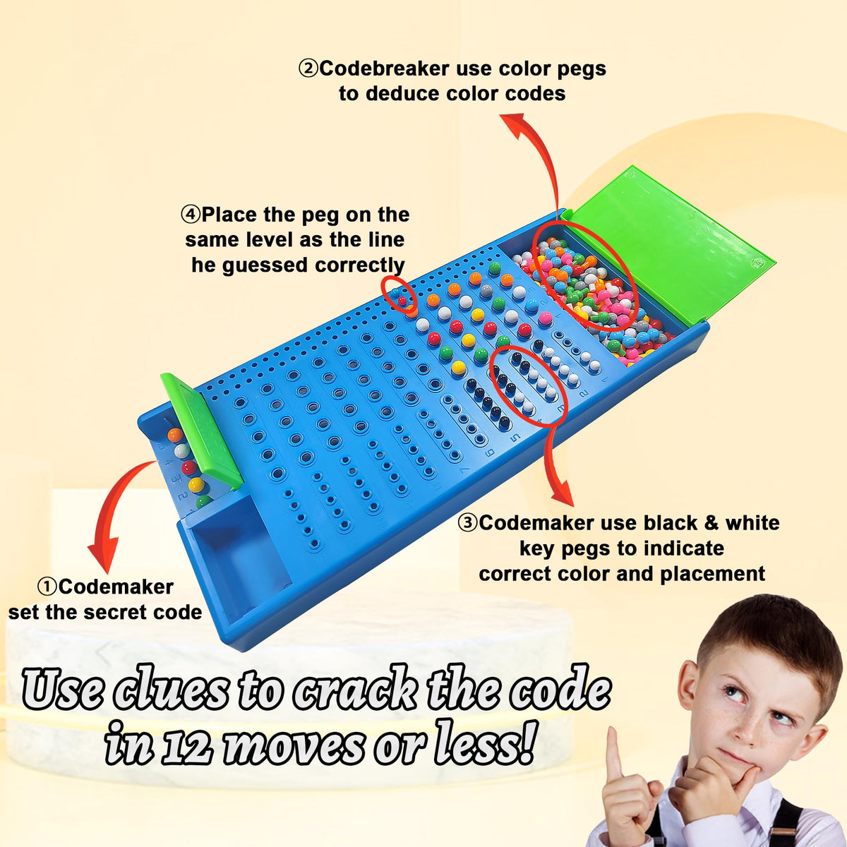 KIDAMI Code Breaker Board Game - 2-Player STEM Puzzle for Family Travel