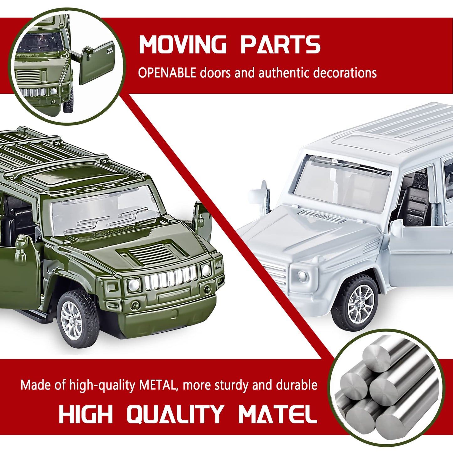 KIDAMI Die Cast Car Set of 5 — Openable Doors, Pull-Back Action, Private Car Gift Pack
