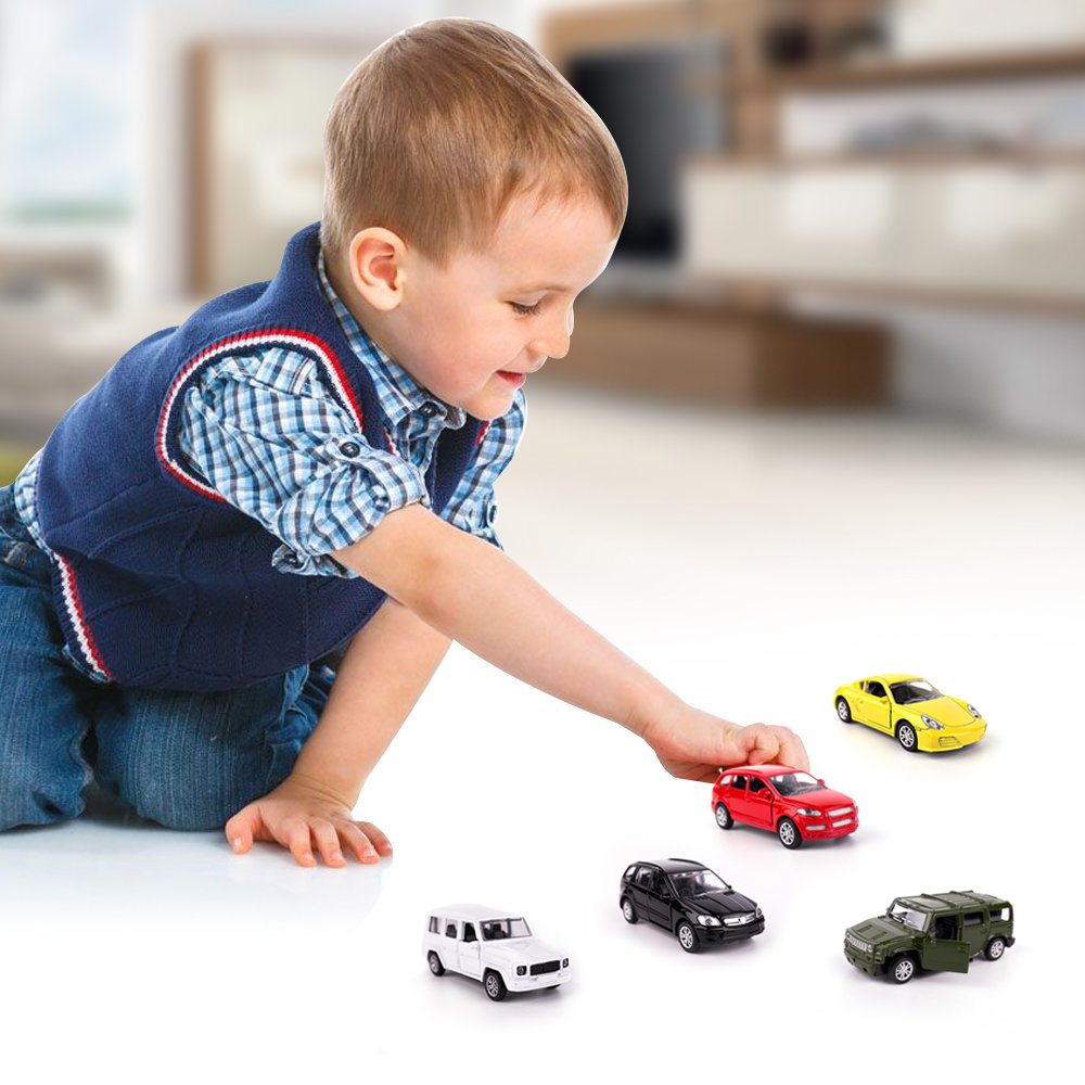 KIDAMI Die Cast Car Set of 5 — Openable Doors, Pull-Back Action, Private Car Gift Pack