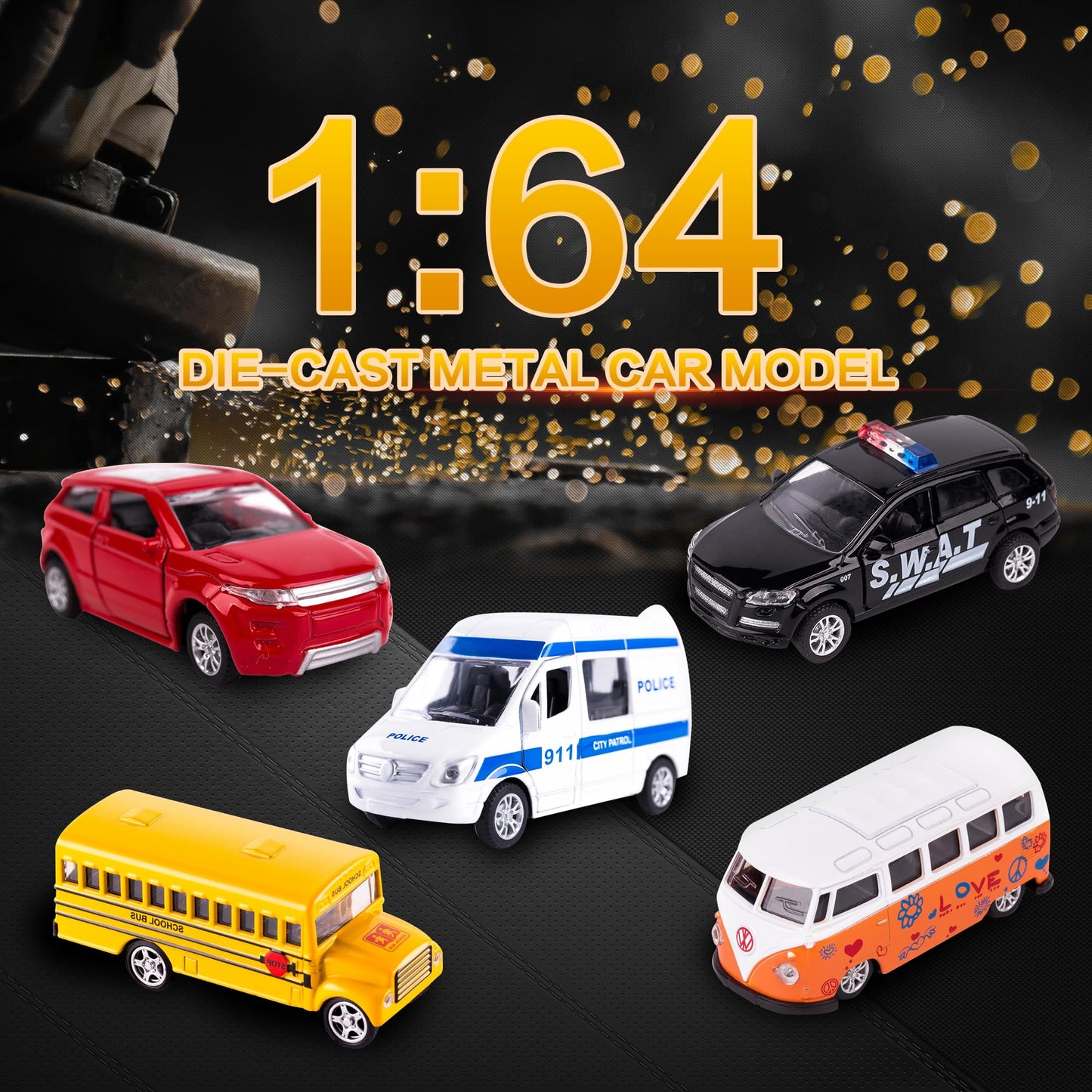 KIDAMI Die-cast 5-Car Set — Openable Doors, Pull-Back Action, Gift Pack