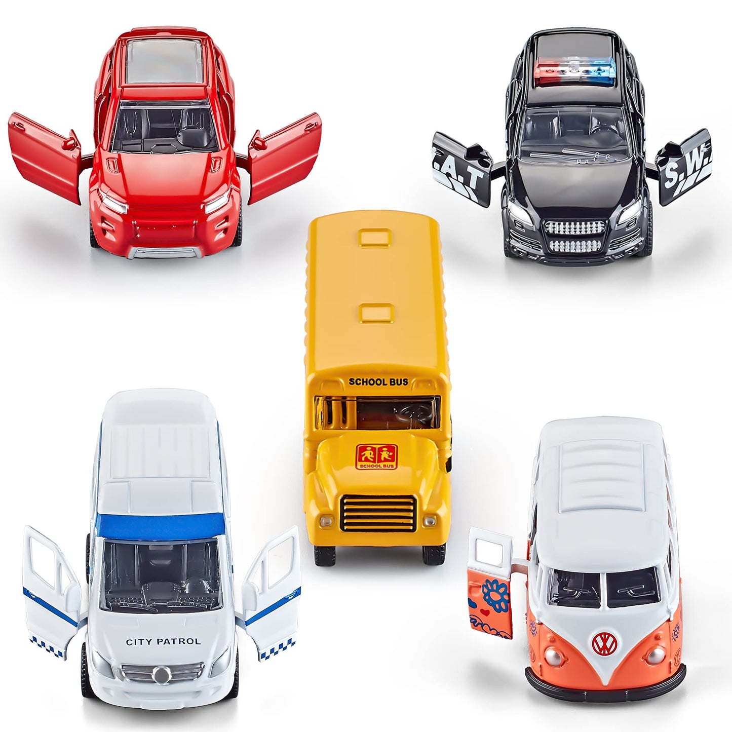 KIDAMI Die-cast 5-Car Set — Openable Doors, Pull-Back Action, Gift Pack