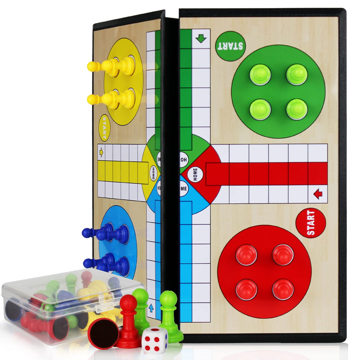 KIDAMI Ludo Magnetic Board Game Set – Family Fun, Portable 11.2 x 11.2 in