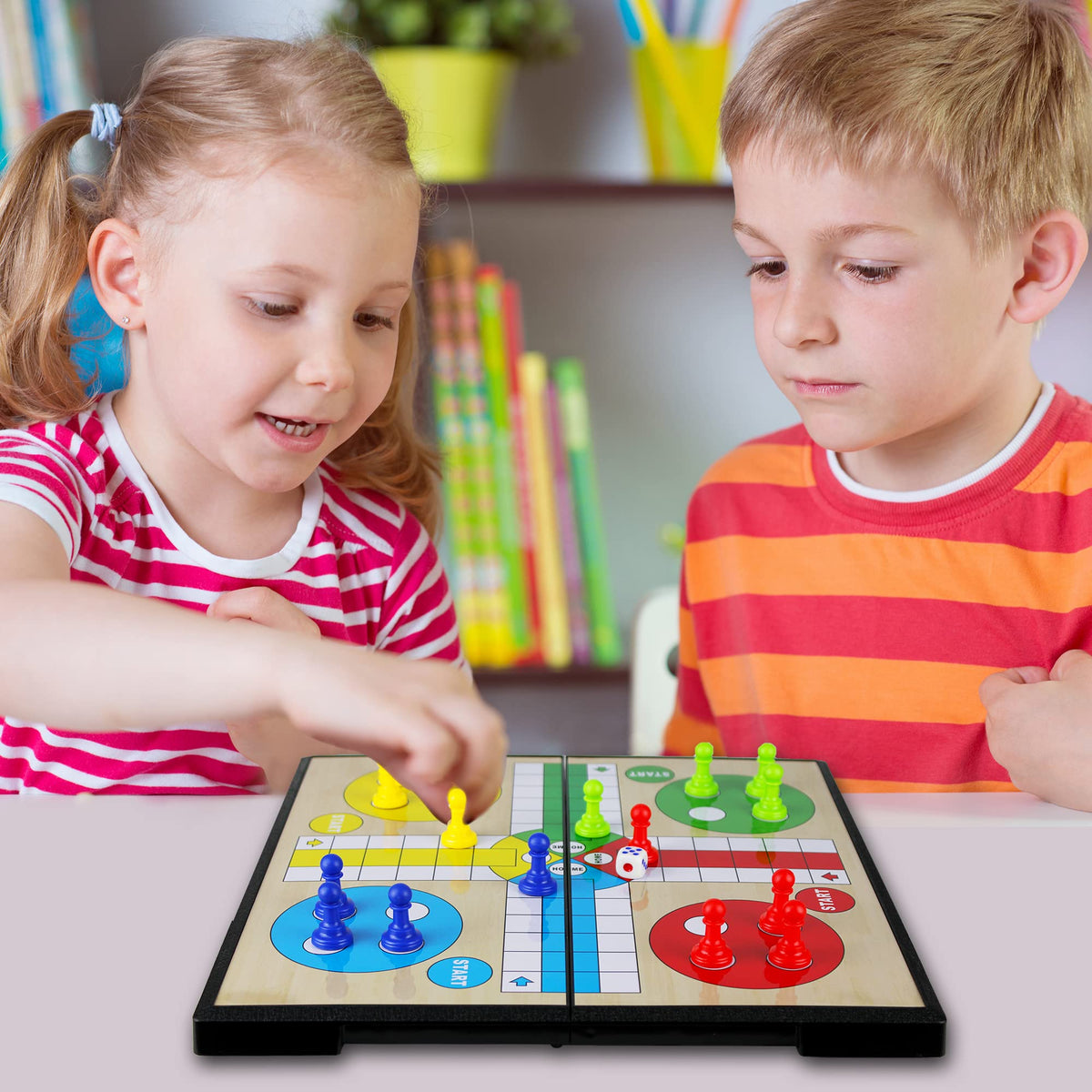 KIDAMI Ludo Magnetic Board Game Set – Family Fun, Portable 11.2 x 11.2 in