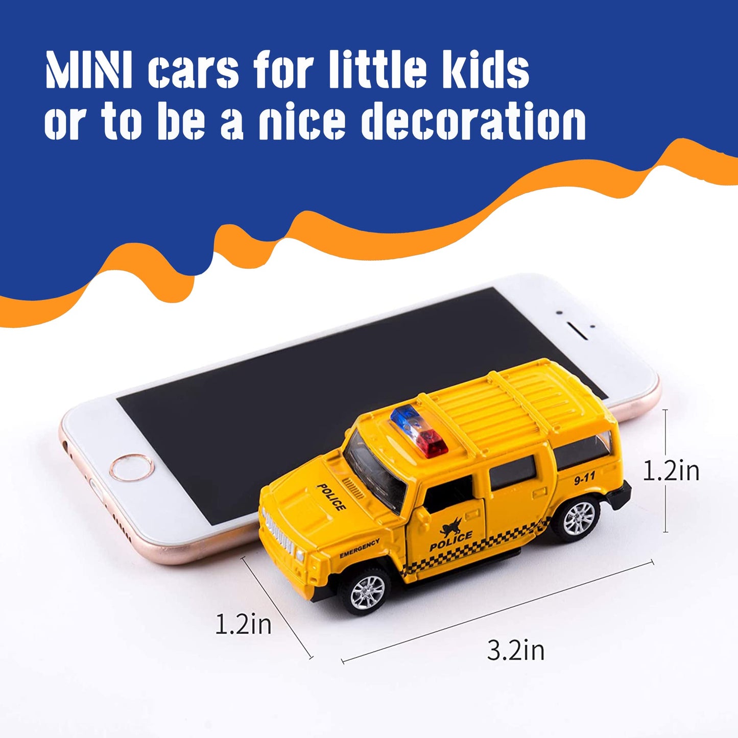 KIDAMI Die Cast Police Cars – Set of 5 with Openable Doors & Pull-Back Action (1:64)
