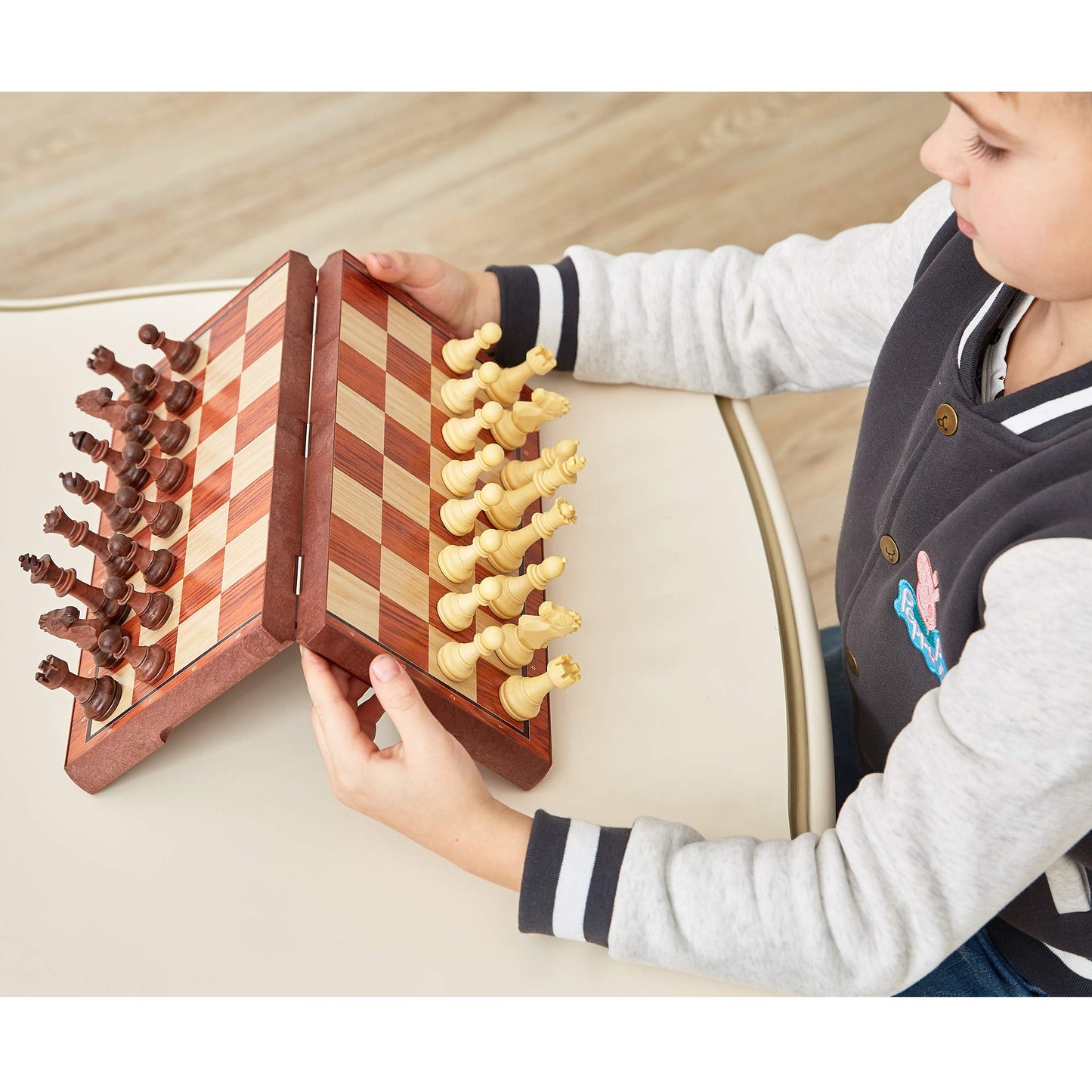 KIDAMI Magnetic Travel Chess Set – 12-Inch Folding Board with 2 Storage Bags
