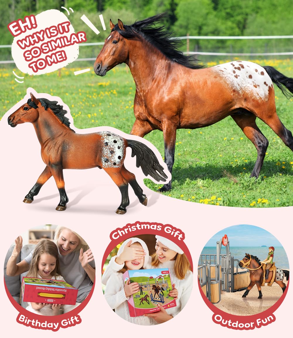 KIDBEST Horse Stable Playset - 26-Piece Farm Horse Toys for Kids 3-10