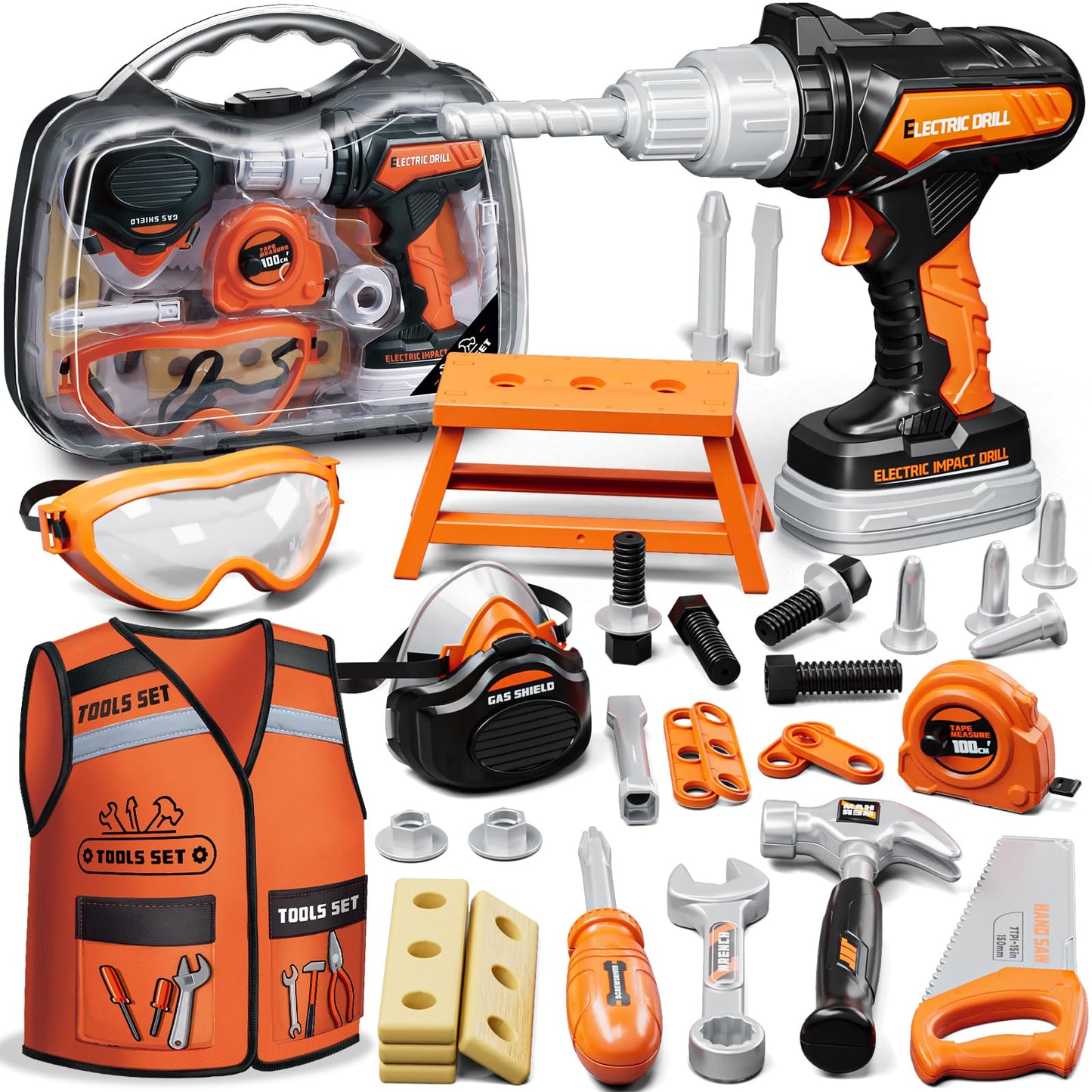 KidBloom Toddler Tool Set with Drill & Vest | Realistic DIY Play