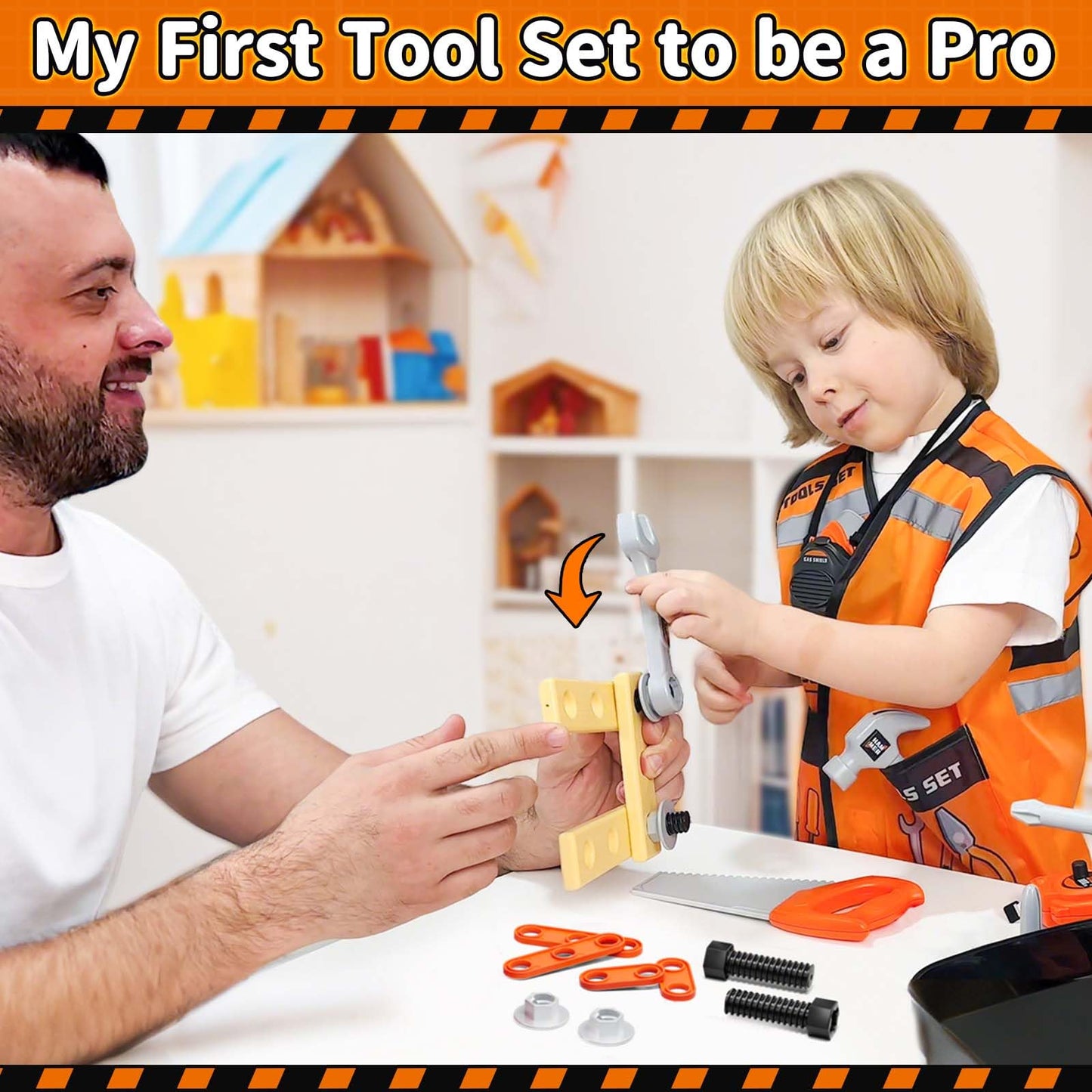 KidBloom Toddler Tool Set with Drill & Vest | Realistic DIY Play
